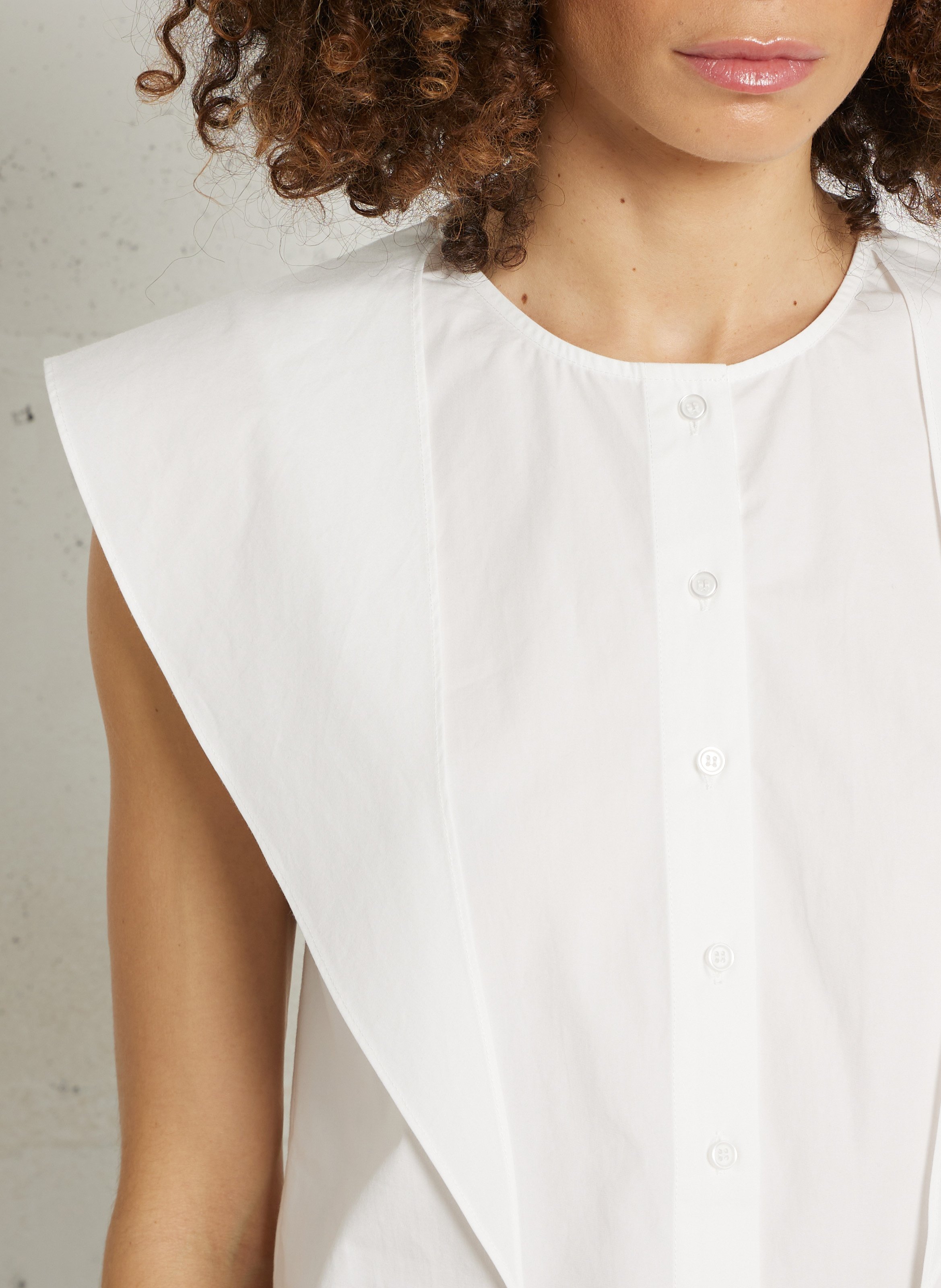 Ruimvallende, katoenen top met ronde hals THE TINY BIG SISTER Wit