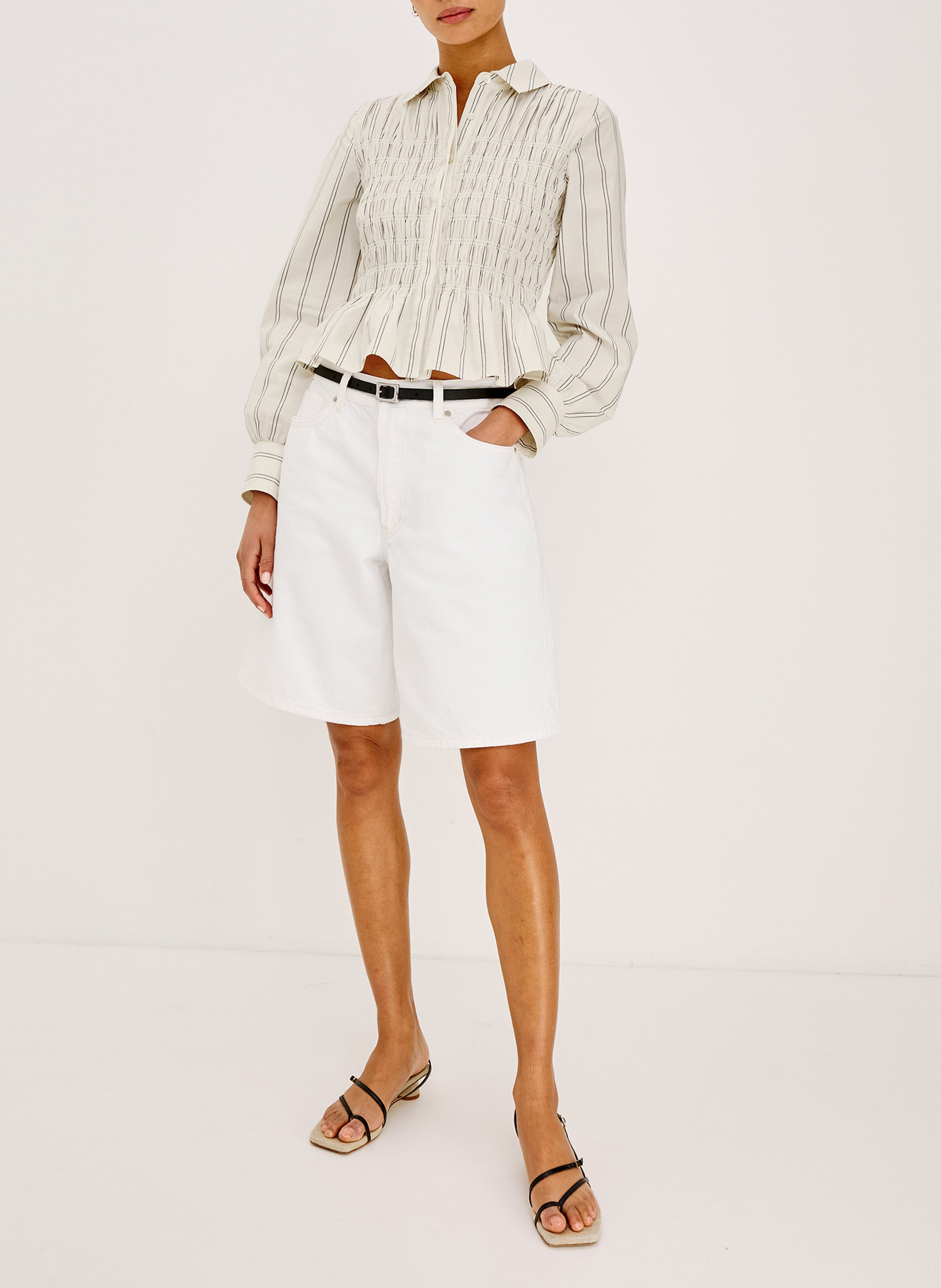 Taillierte Hemdbluse mit klassischem Kragen aus gestreifter Baumwolle RAILS Mehrfarbig