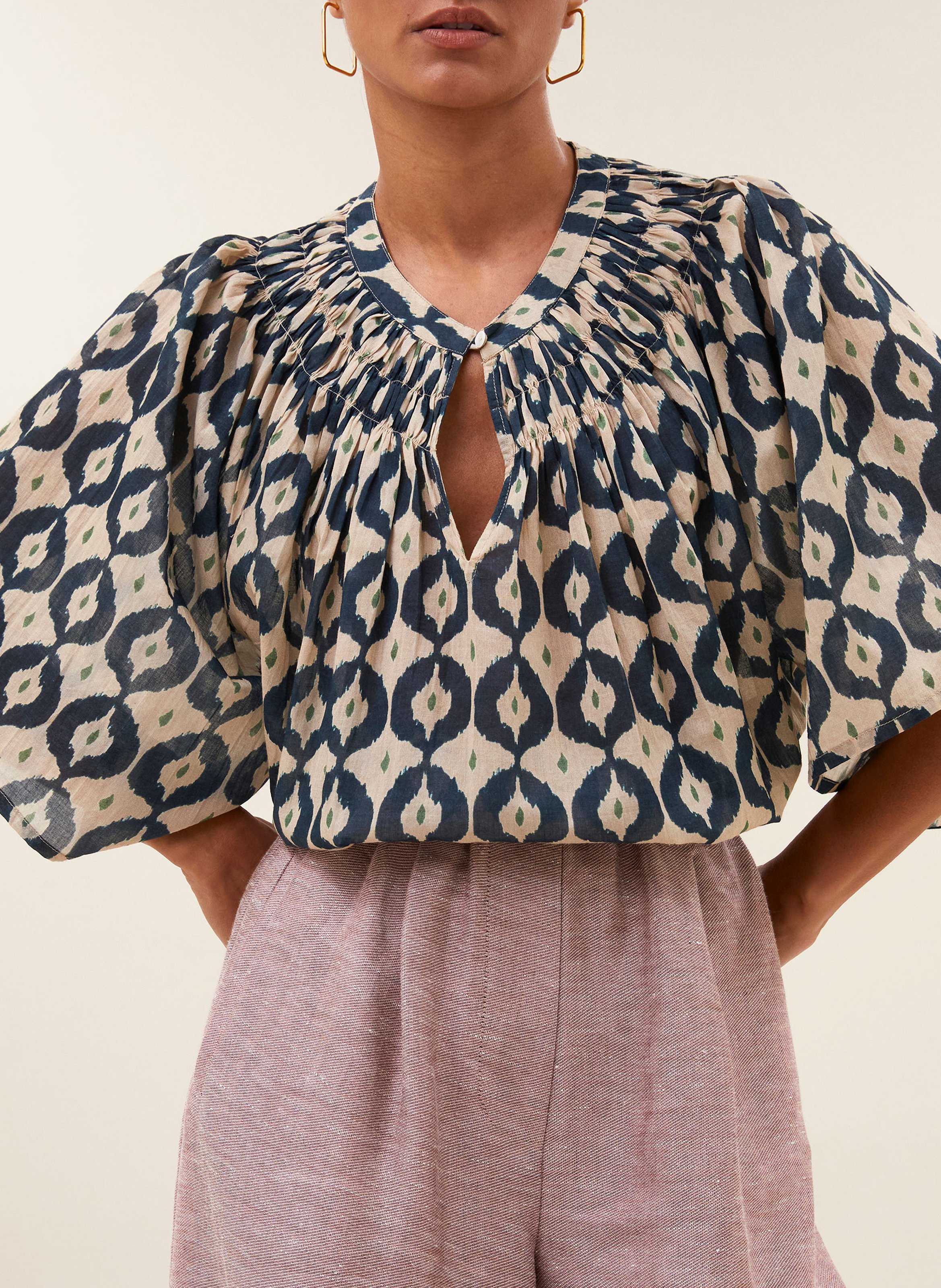 Round-neck organic cotton blouse BY BAR Multicolored