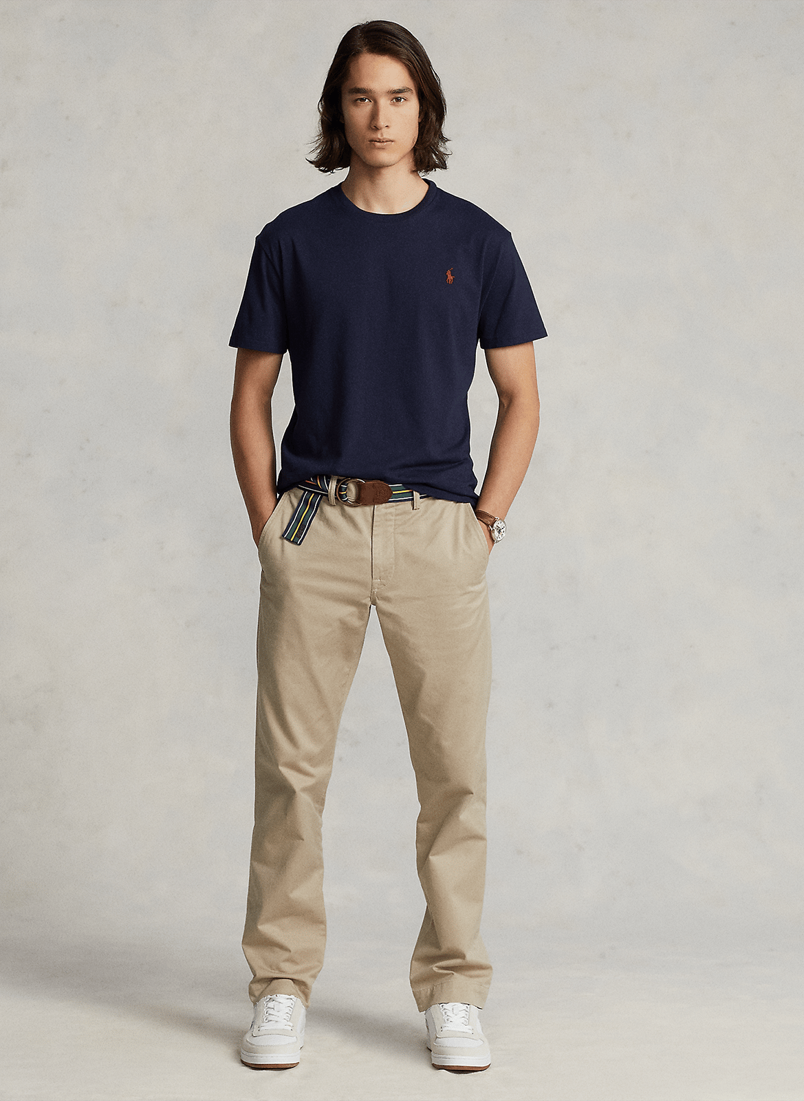 Tee-shirt col rond slim-fit en coton POLO RALPH LAUREN Bleu