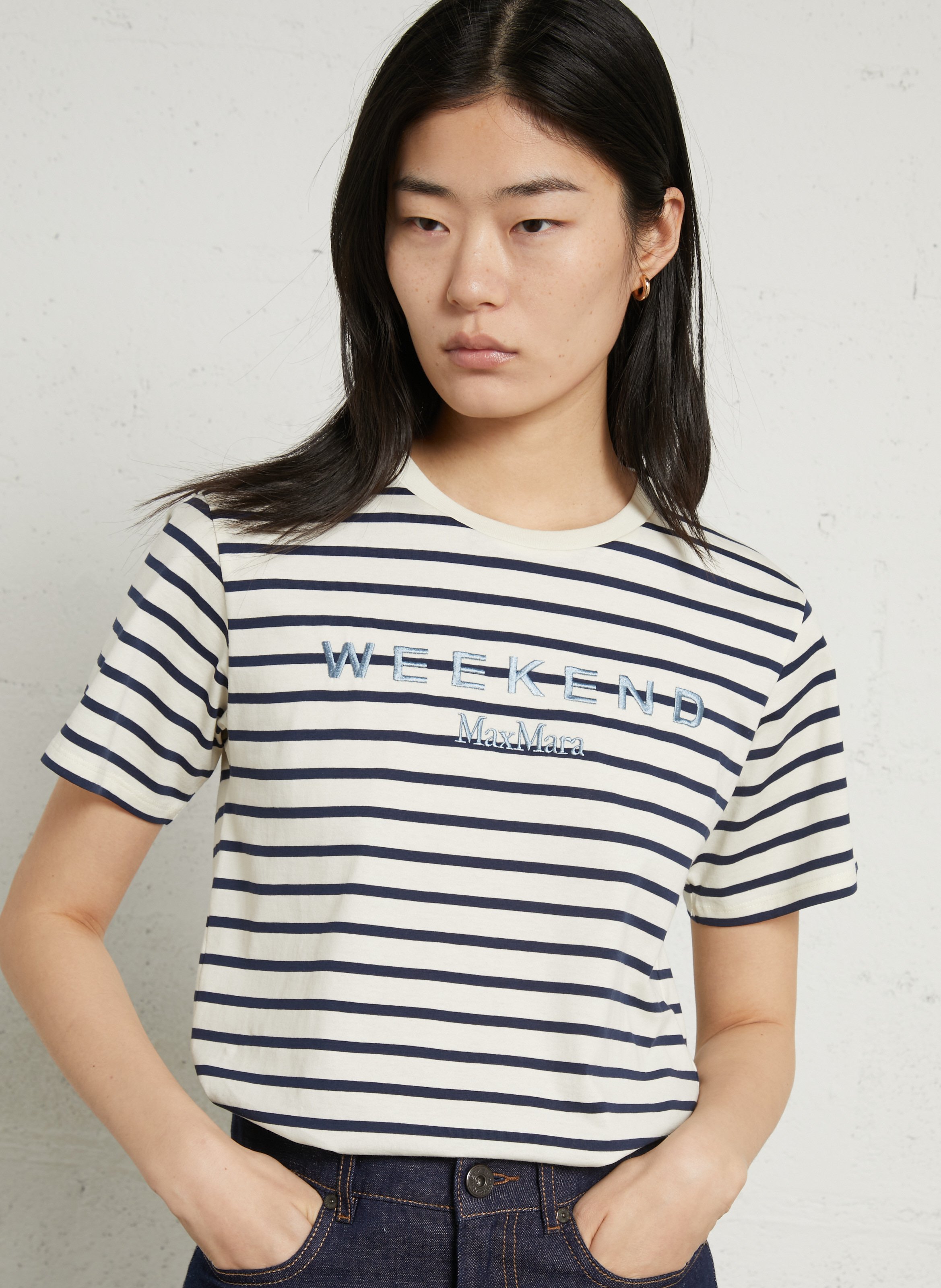 Baumwoll-Pullover mit Rundhalsausschnitt MAX MARA WEEK END Blau