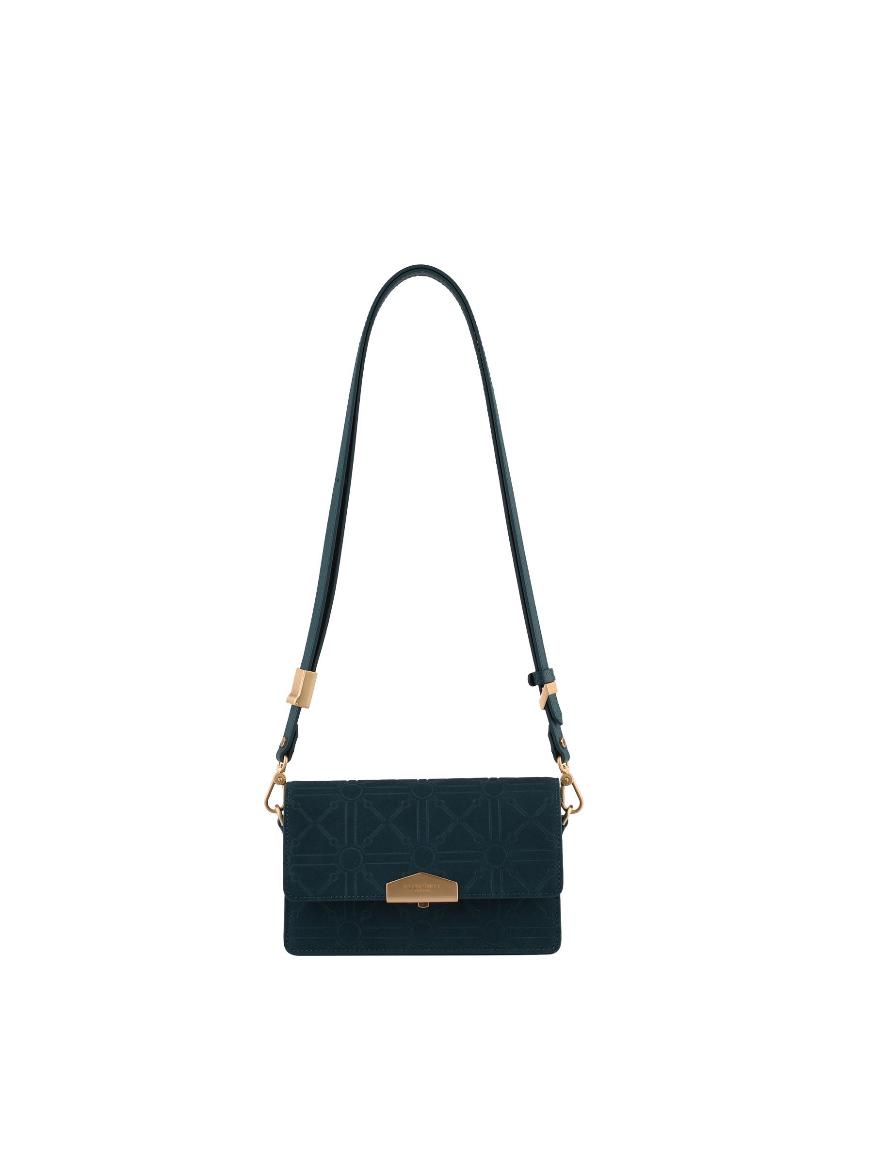 Shoulder bag in suede and leather POURCHET