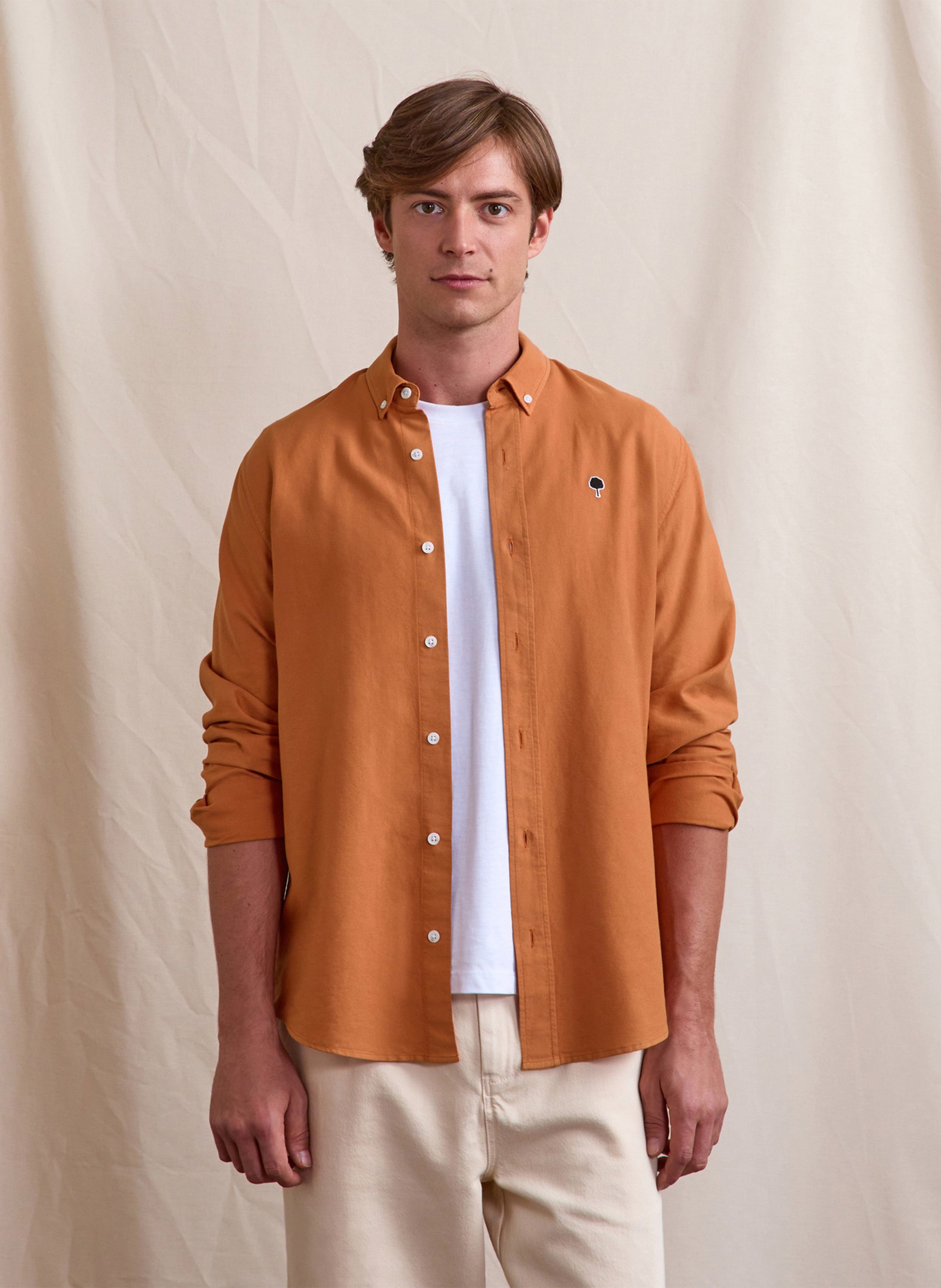 Katoenen blouse met klassieke kraag FAGUO Rood