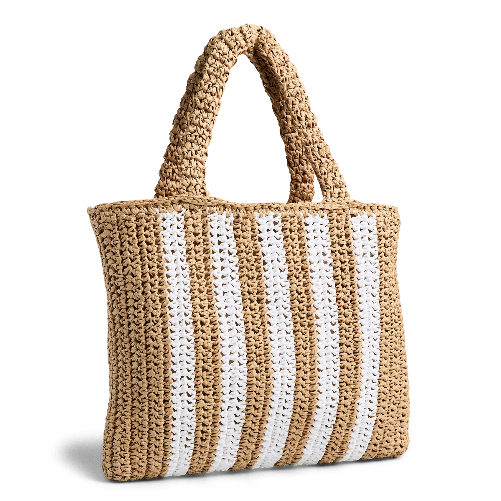 Gestreepte strooien shopperbag PIECES Groen