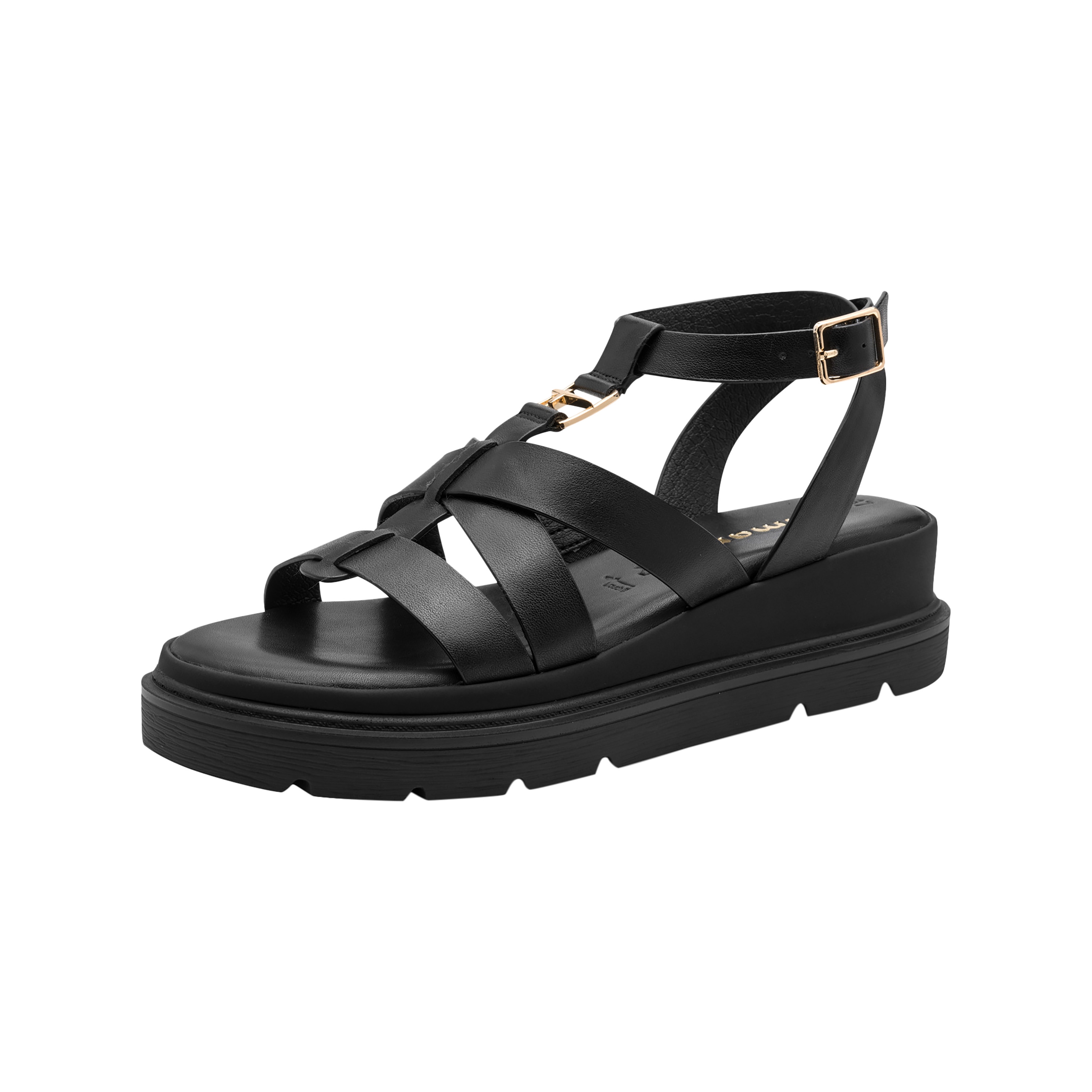 Wedge leather sandals TAMARIS Black