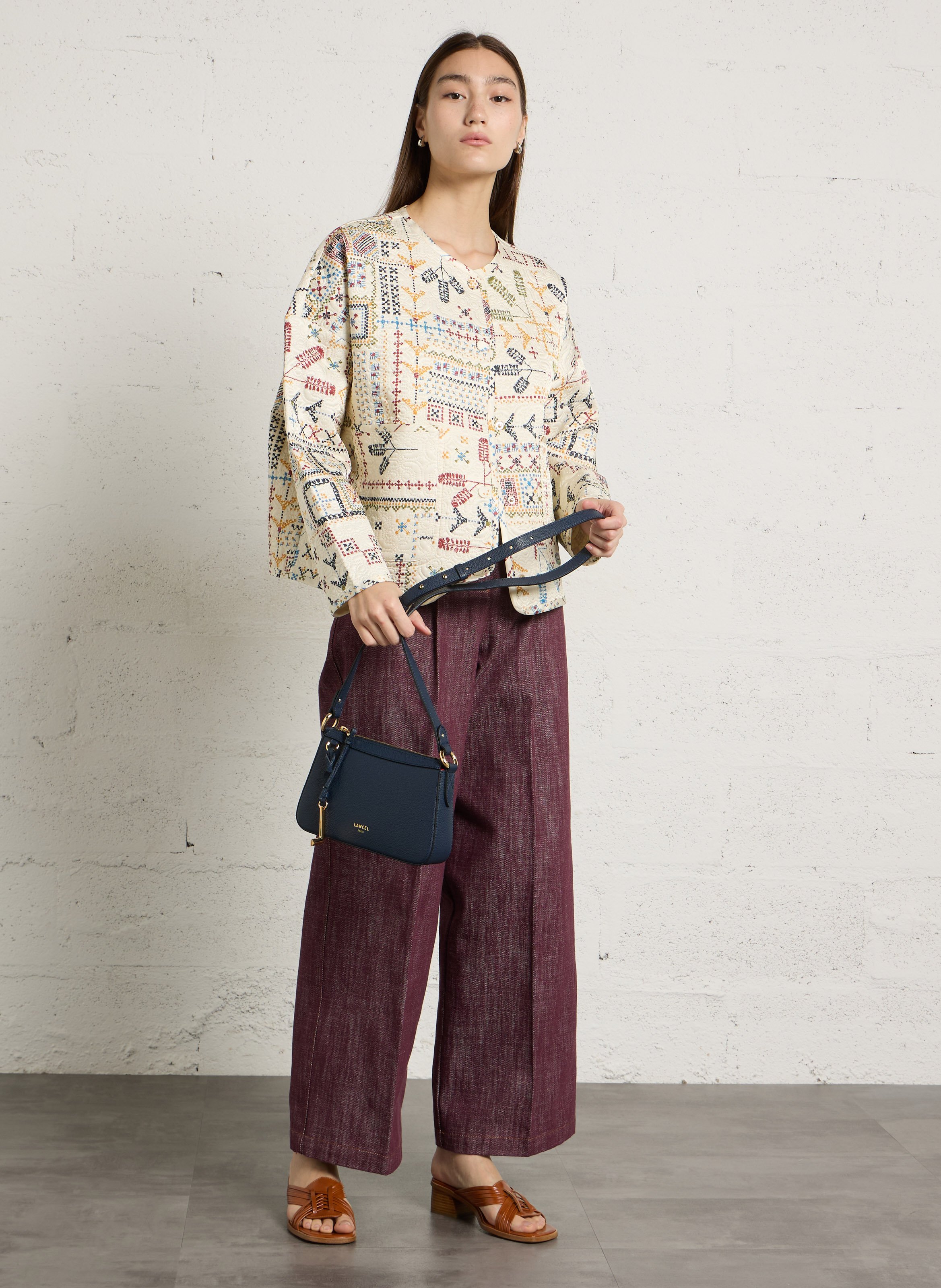 Leren clutch LANCEL Blauw