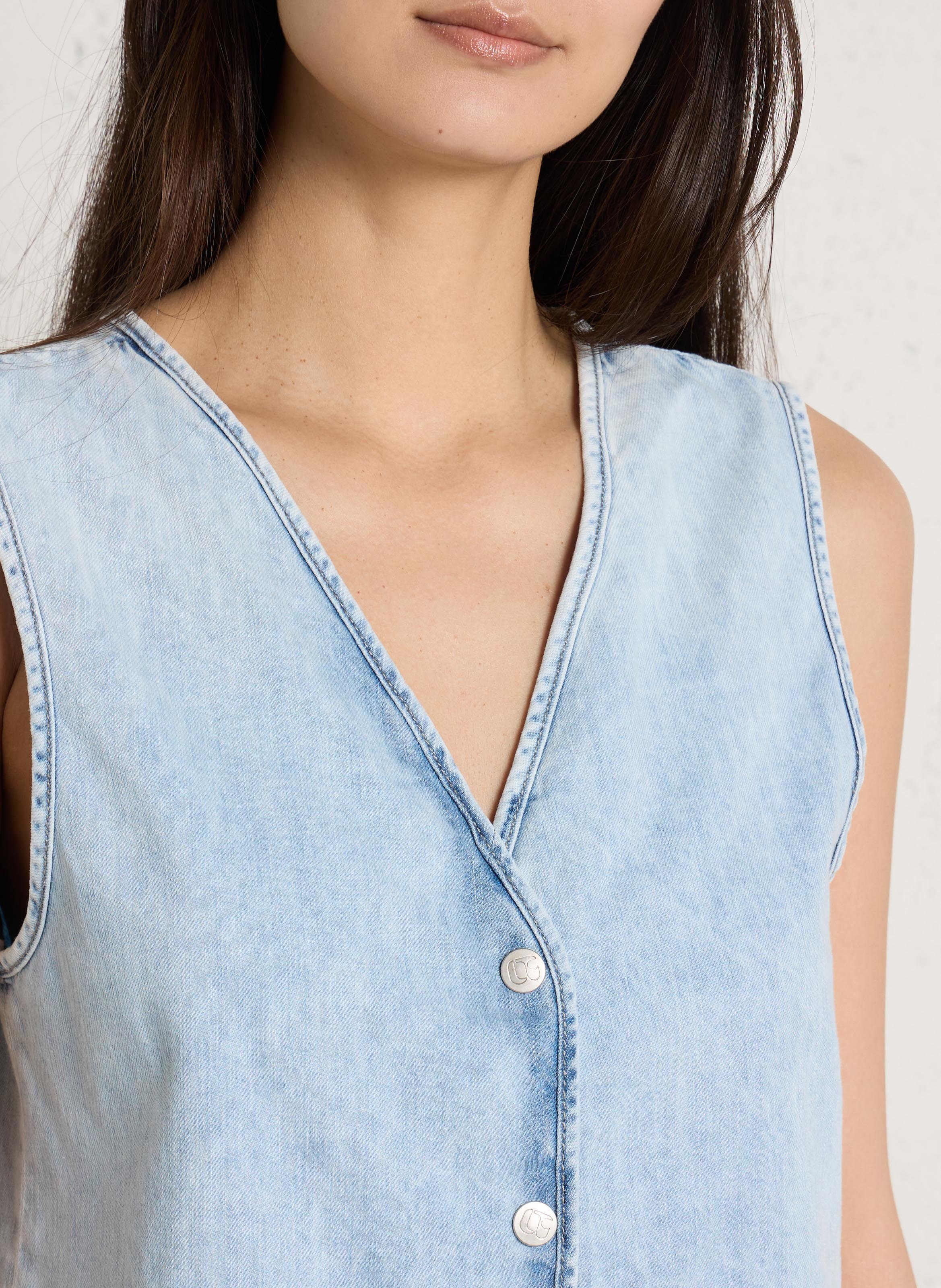 Baumwoll-Strickjacke mit V-Ausschnitt LE TEMPS DES CERISES Blau