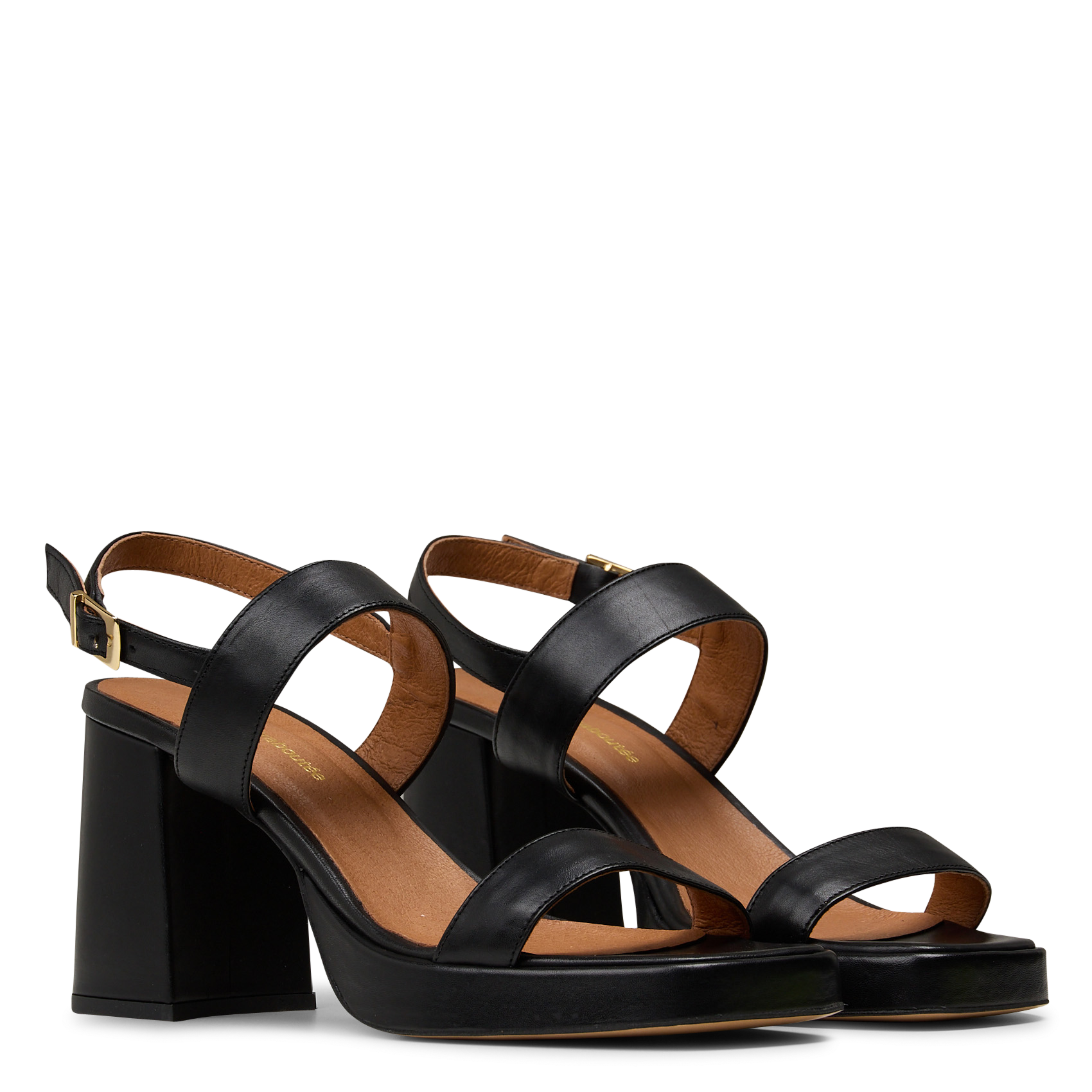 Sandales à talon en cuir LA FEE MARABOUTEE Noir