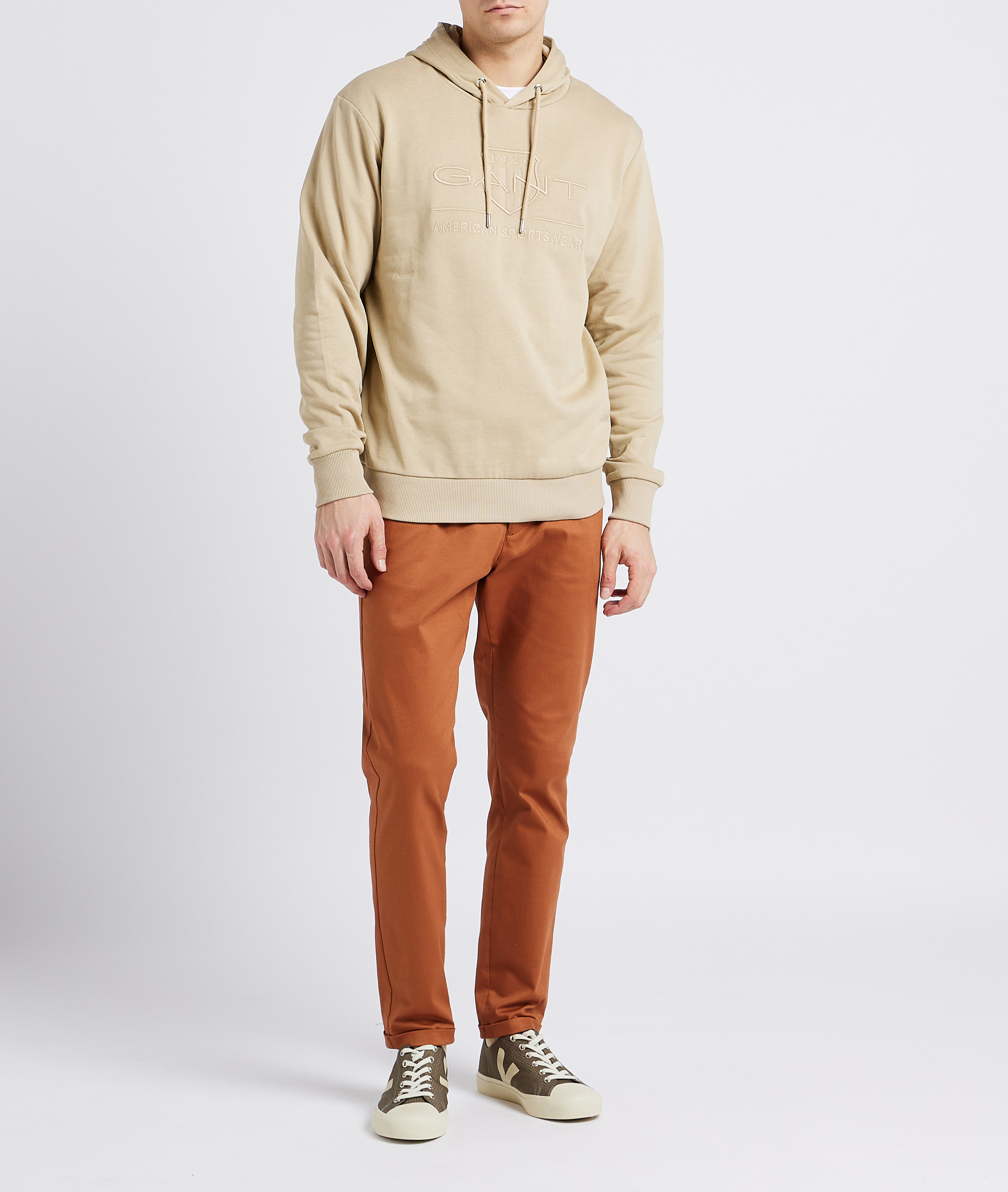 Slim-fit stretch cotton chinos LES DEUX Orange