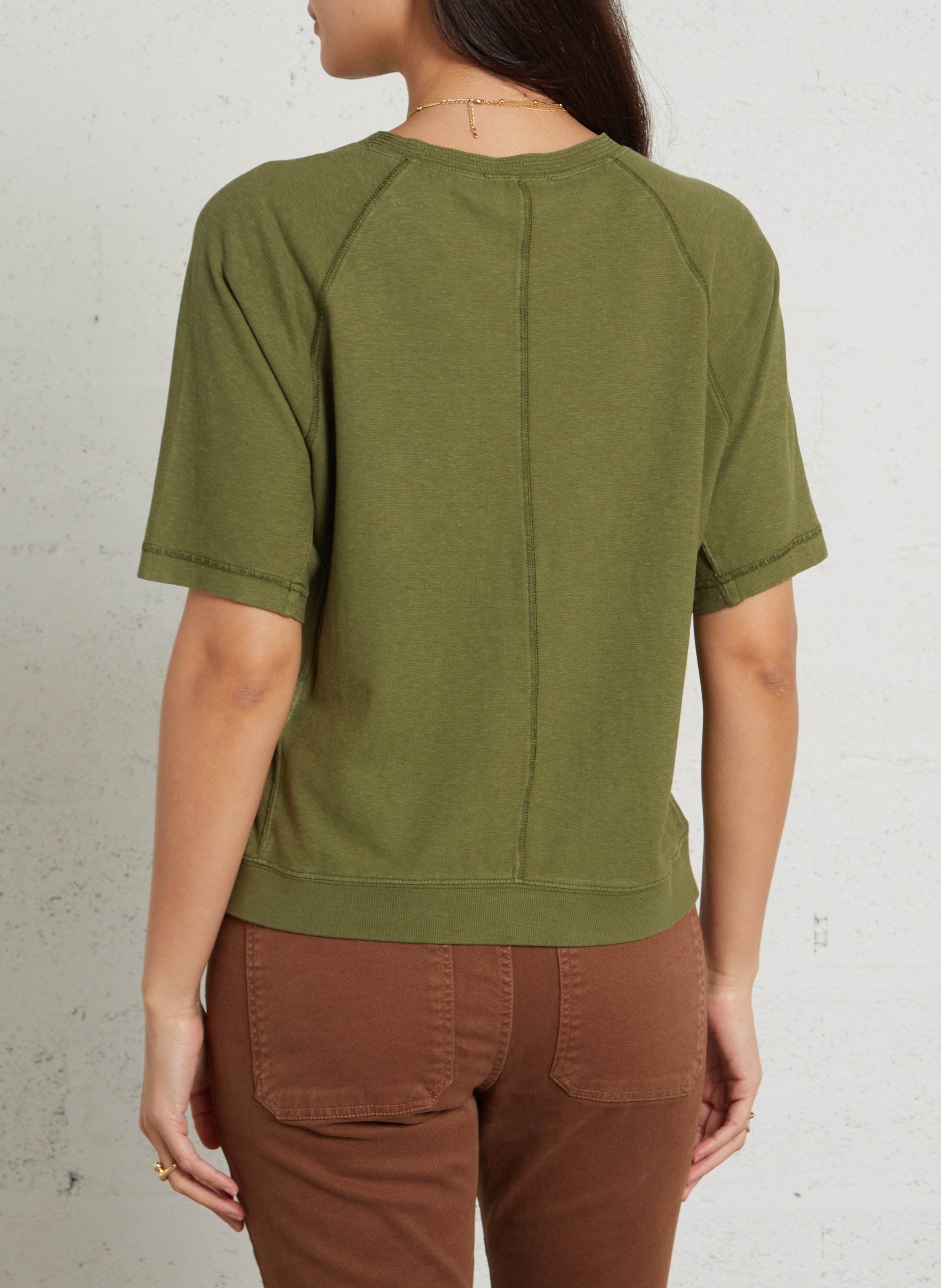 Tee-shirt col rond manches courtes uni MAISON 123 Vert