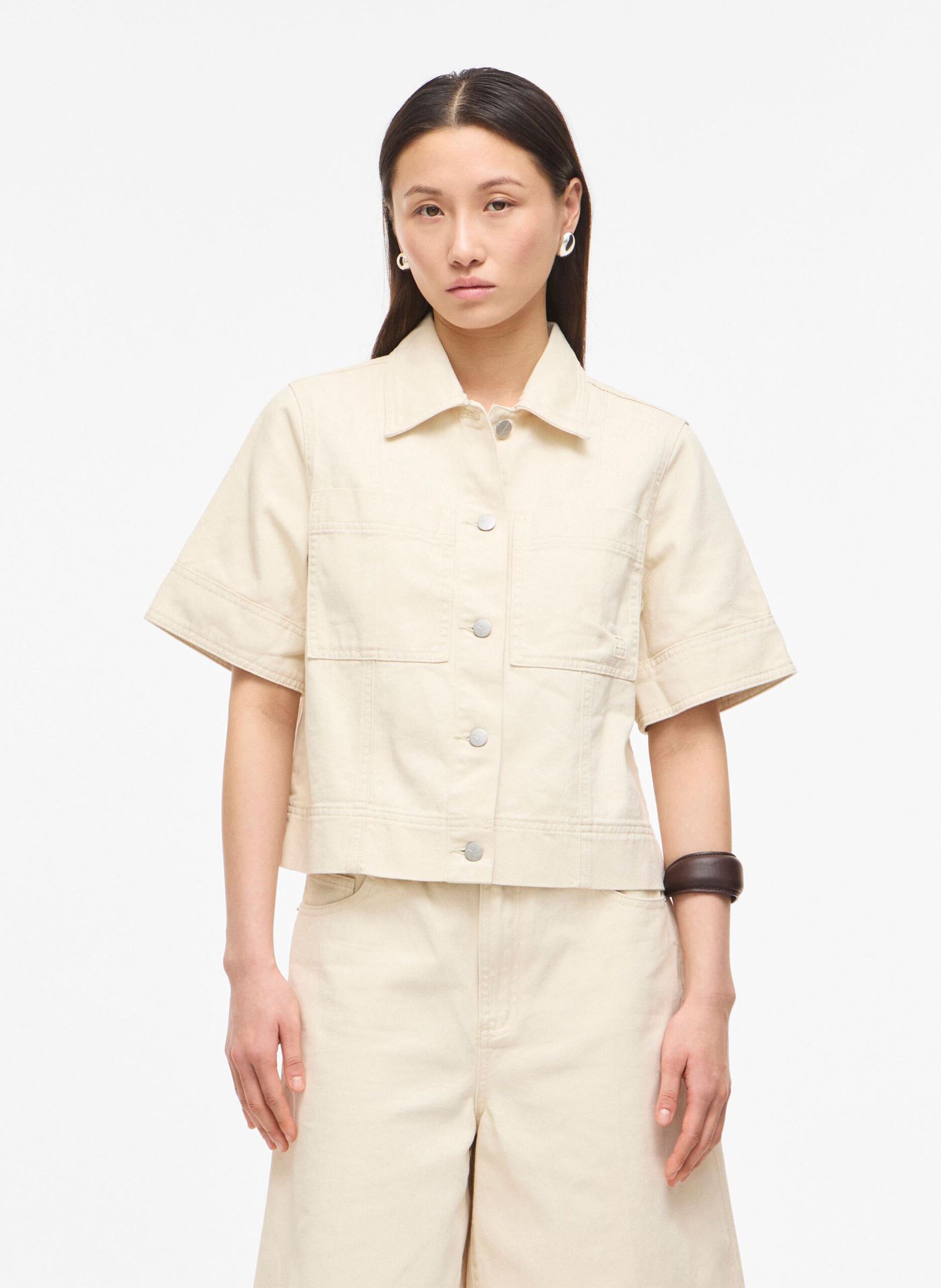 Veste droite col classique en coton ROUGE EDIT Beige