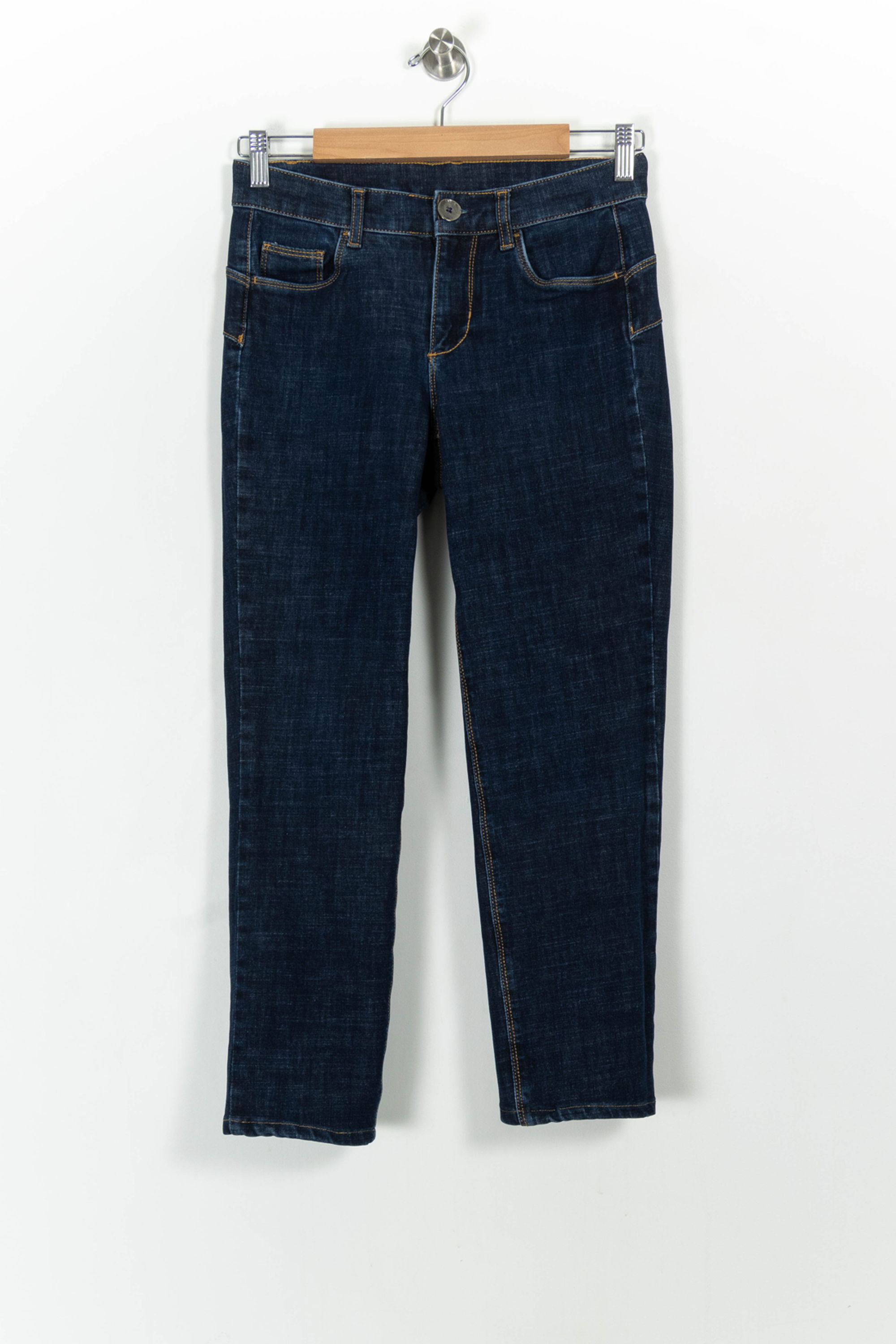 Cropped slim jeans with studs LIU JO - SECONDE MAIN Blue