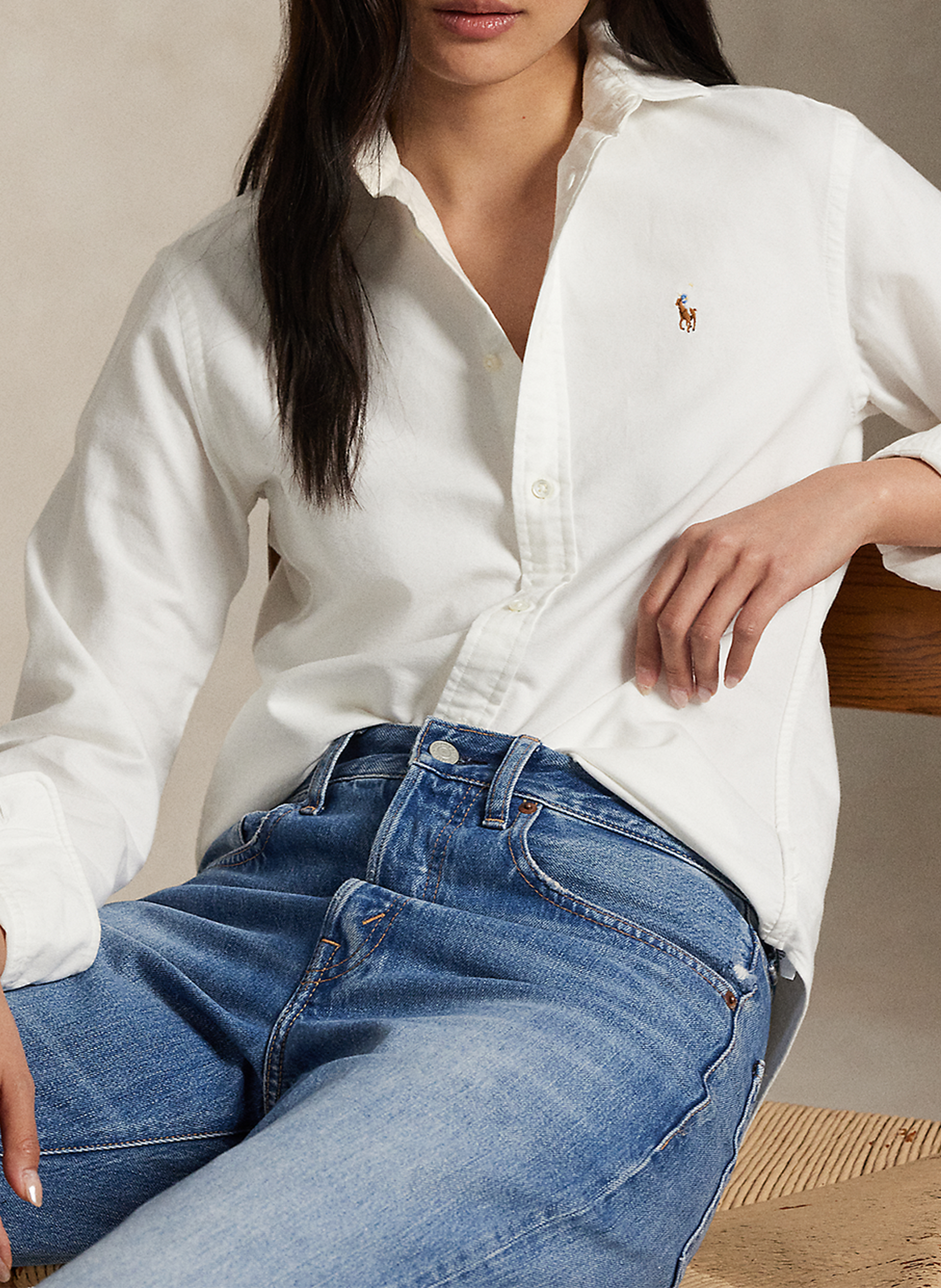 Striped cotton shirt with classic collar POLO RALPH LAUREN White