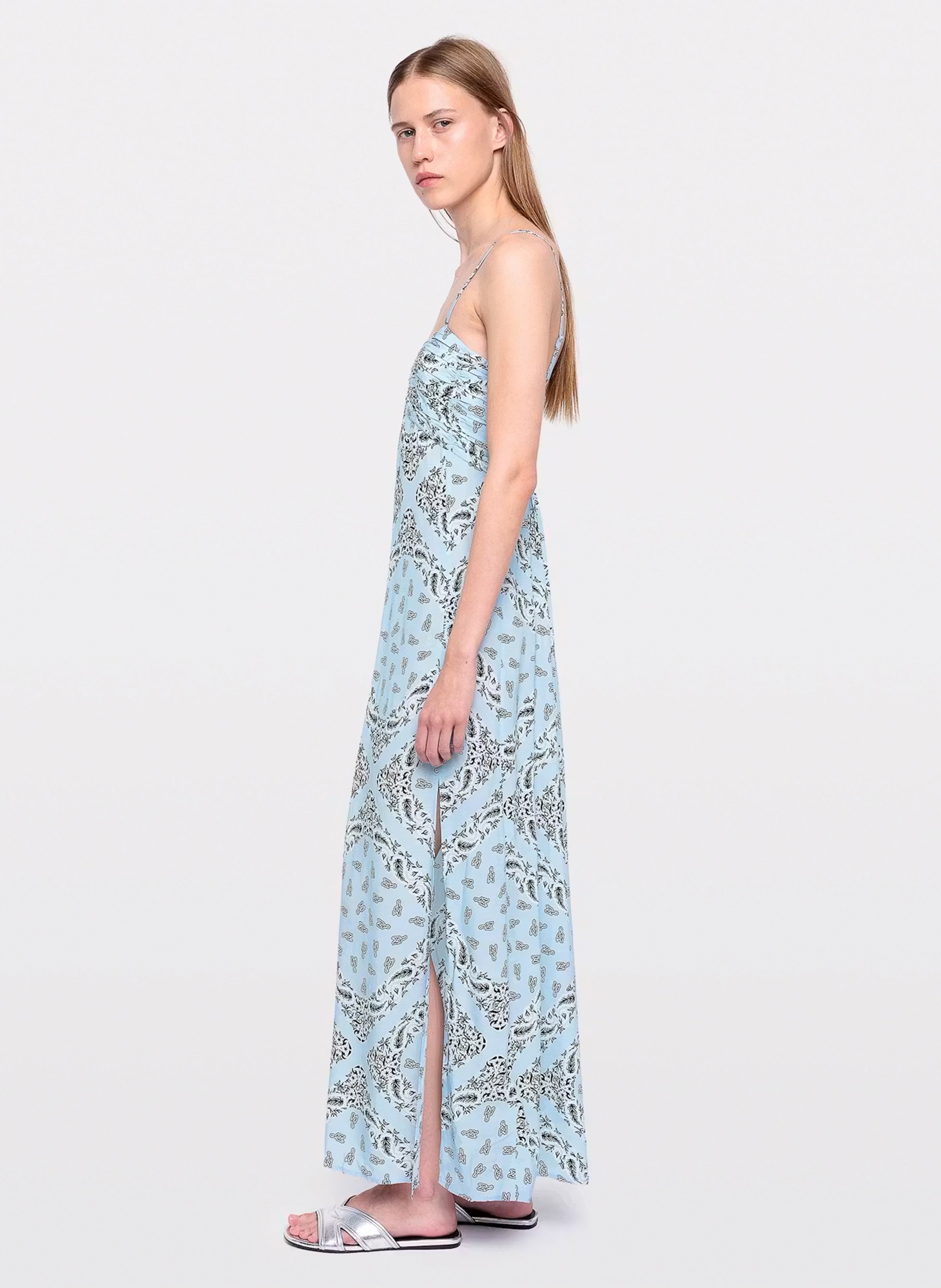 Robe longue col V imprimée ZADIG&VOLTAIRE Bleu