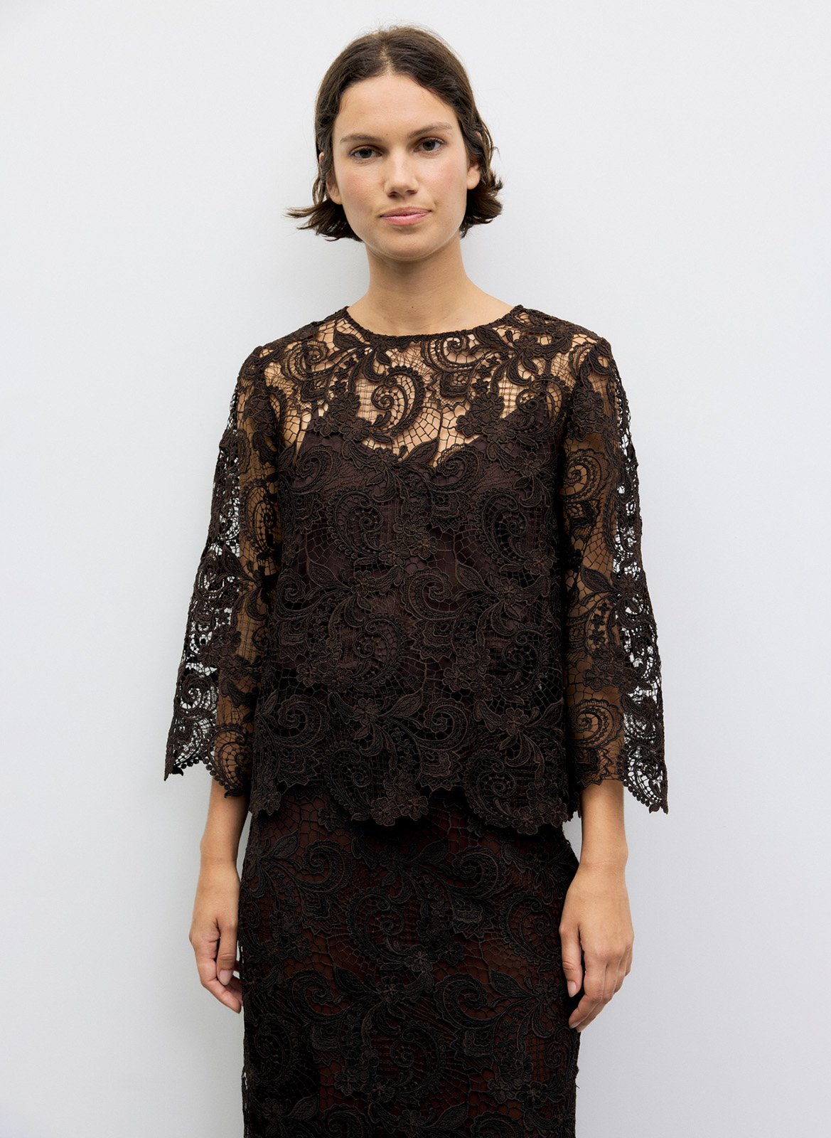 Rechte top met opdruk GERARD DAREL Bruin