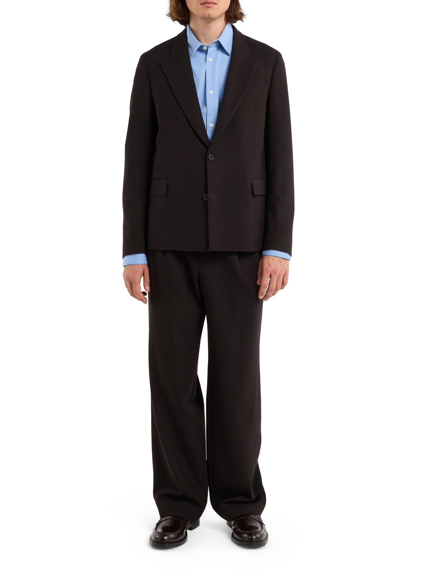 Veste de costume droite unie en laine vierge SAISON 1865 Marron