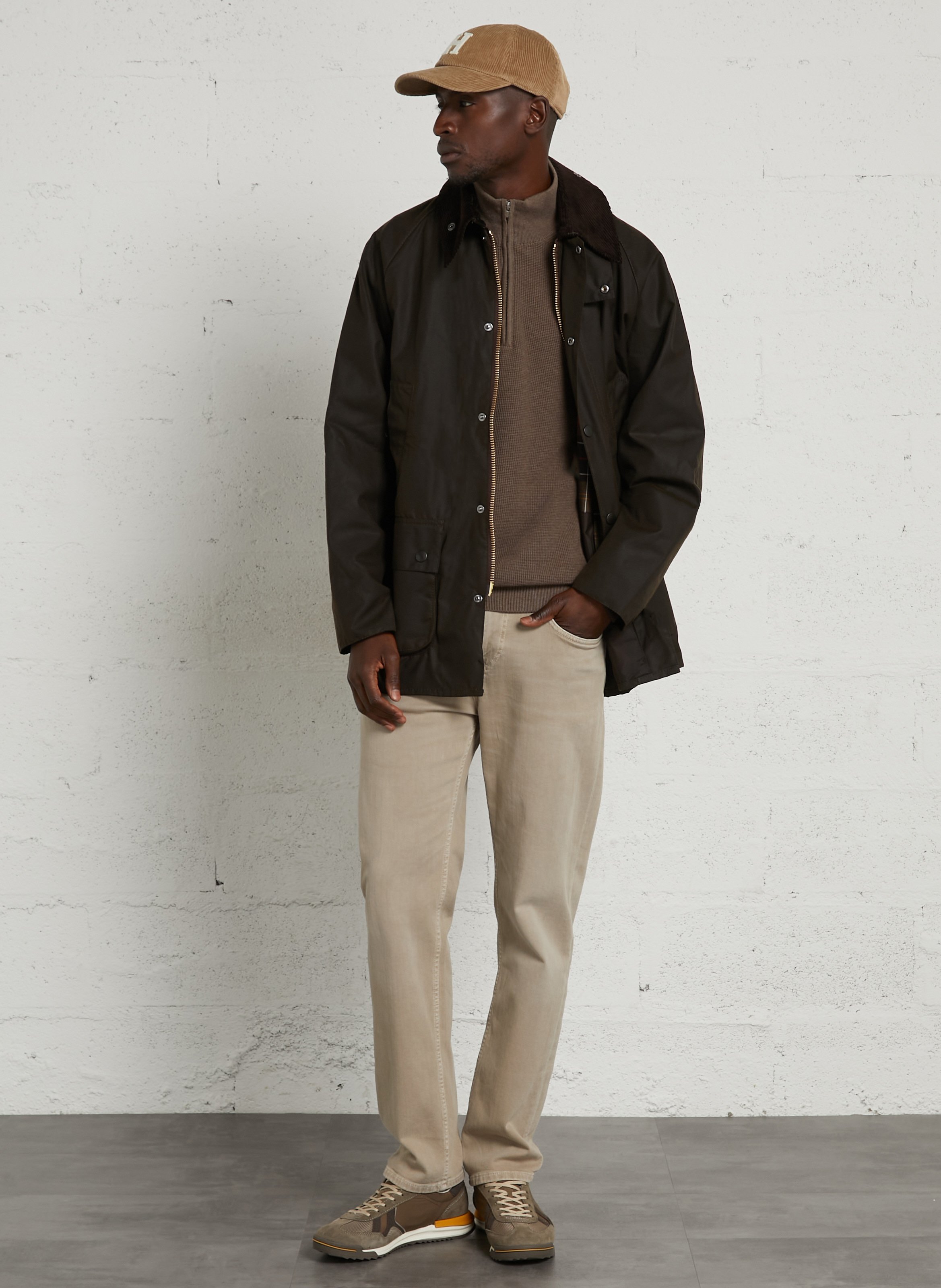 Veste col classique en coton BARBOUR Kaki