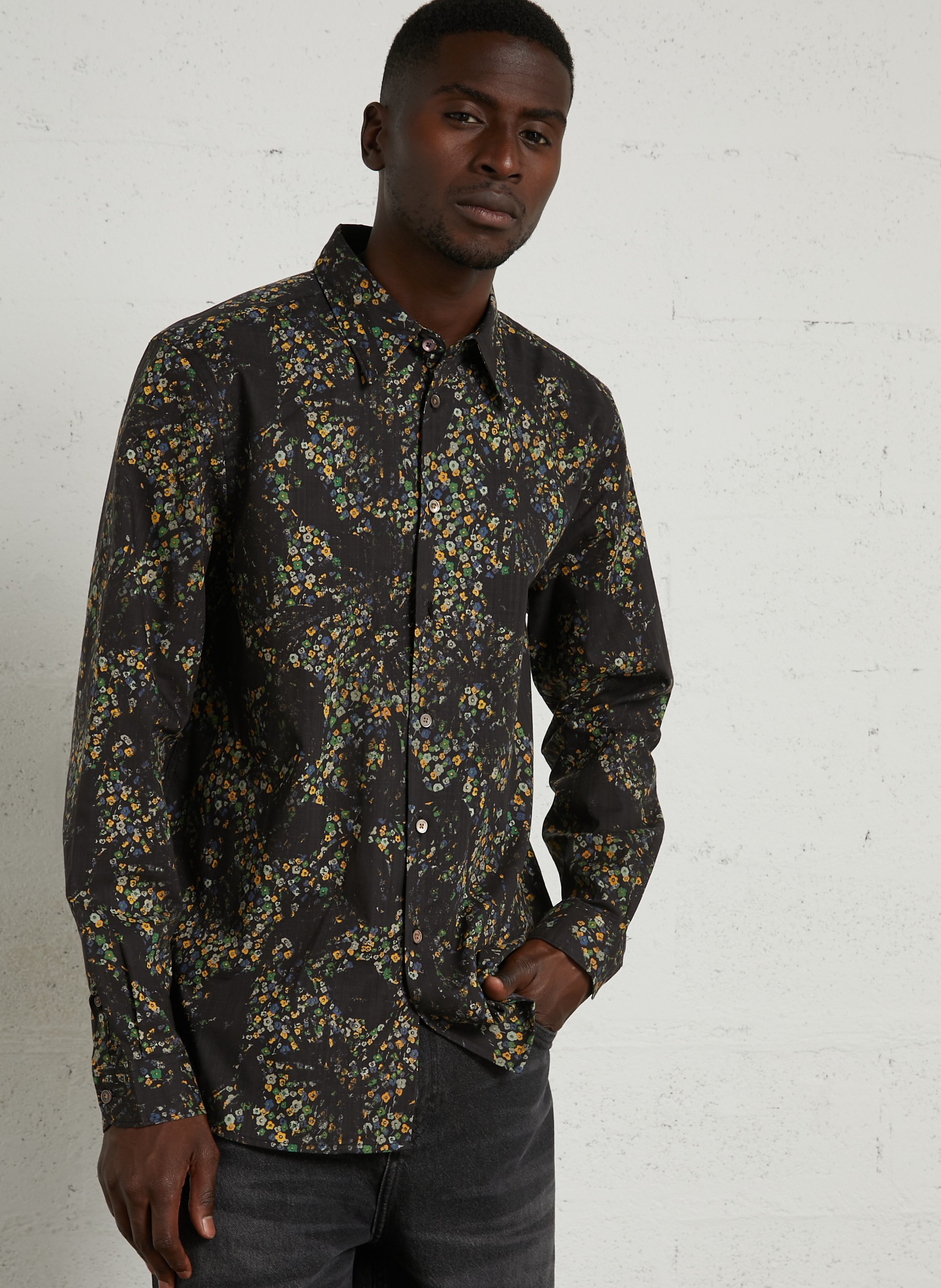 Printed shirt with classic collar in cotton PAUL SMITH Black