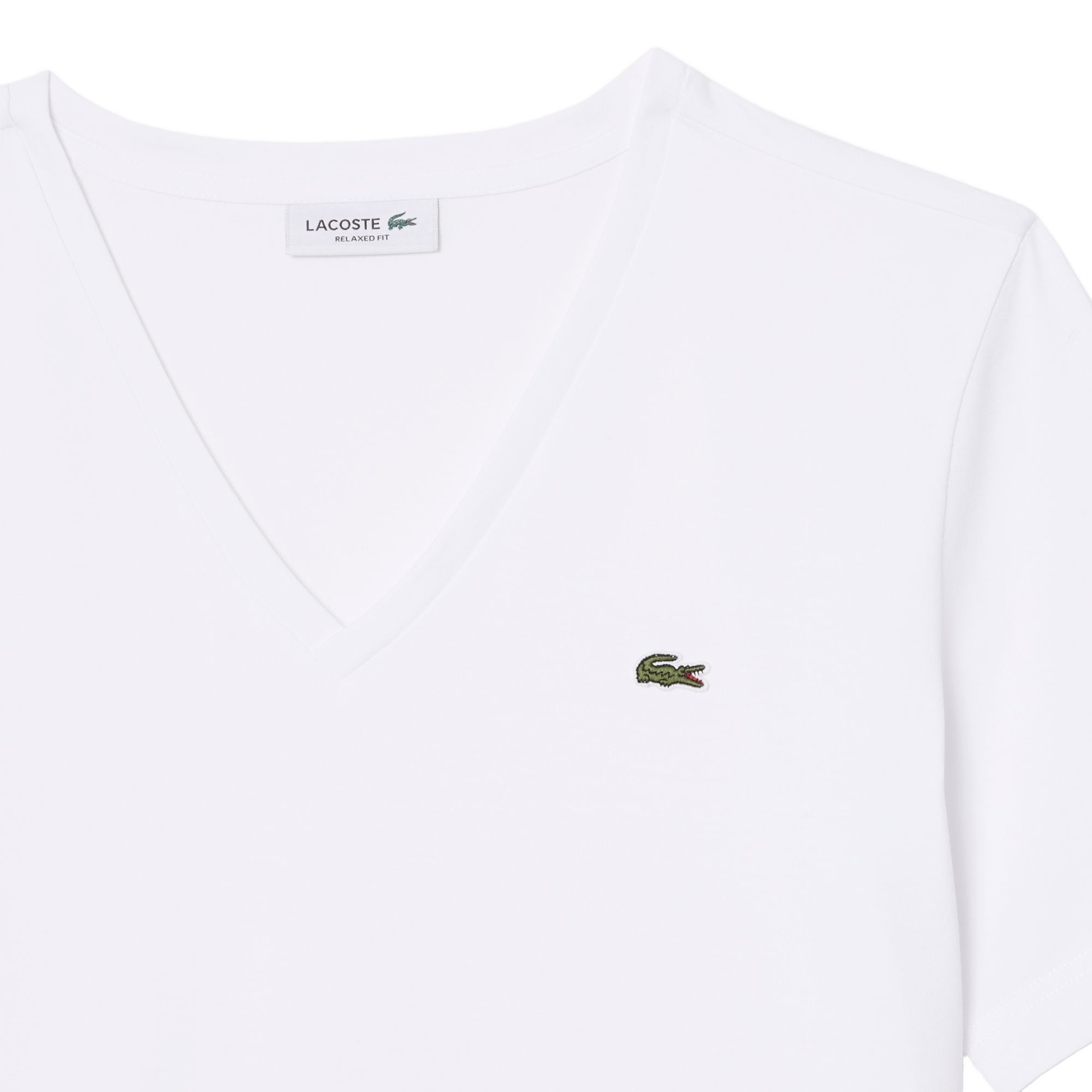 T-Shirt mit V-Ausschnitt aus Baumwolle LACOSTE Weiss