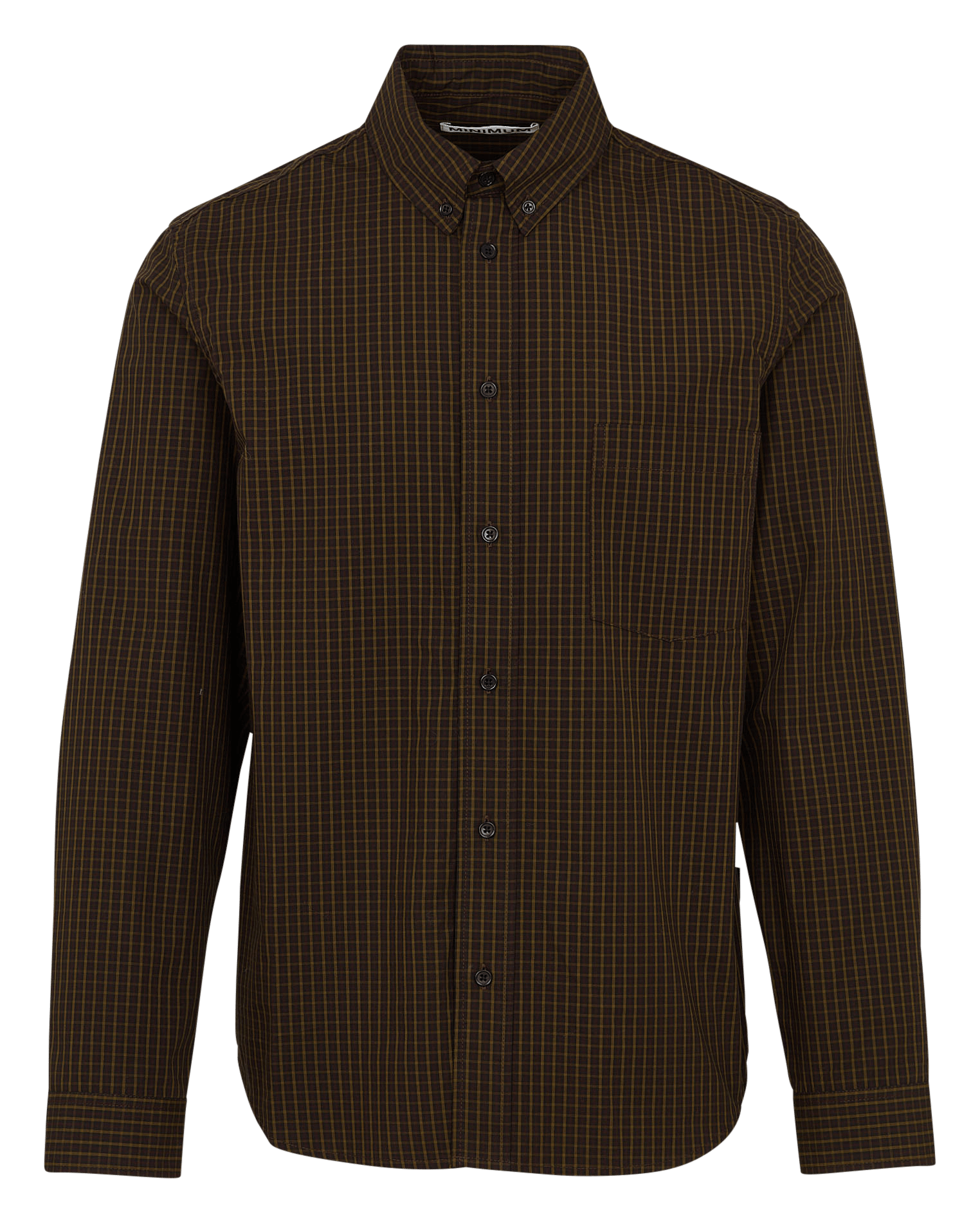 Straight button-down collar cotton checked shirt MINIMUM Brown