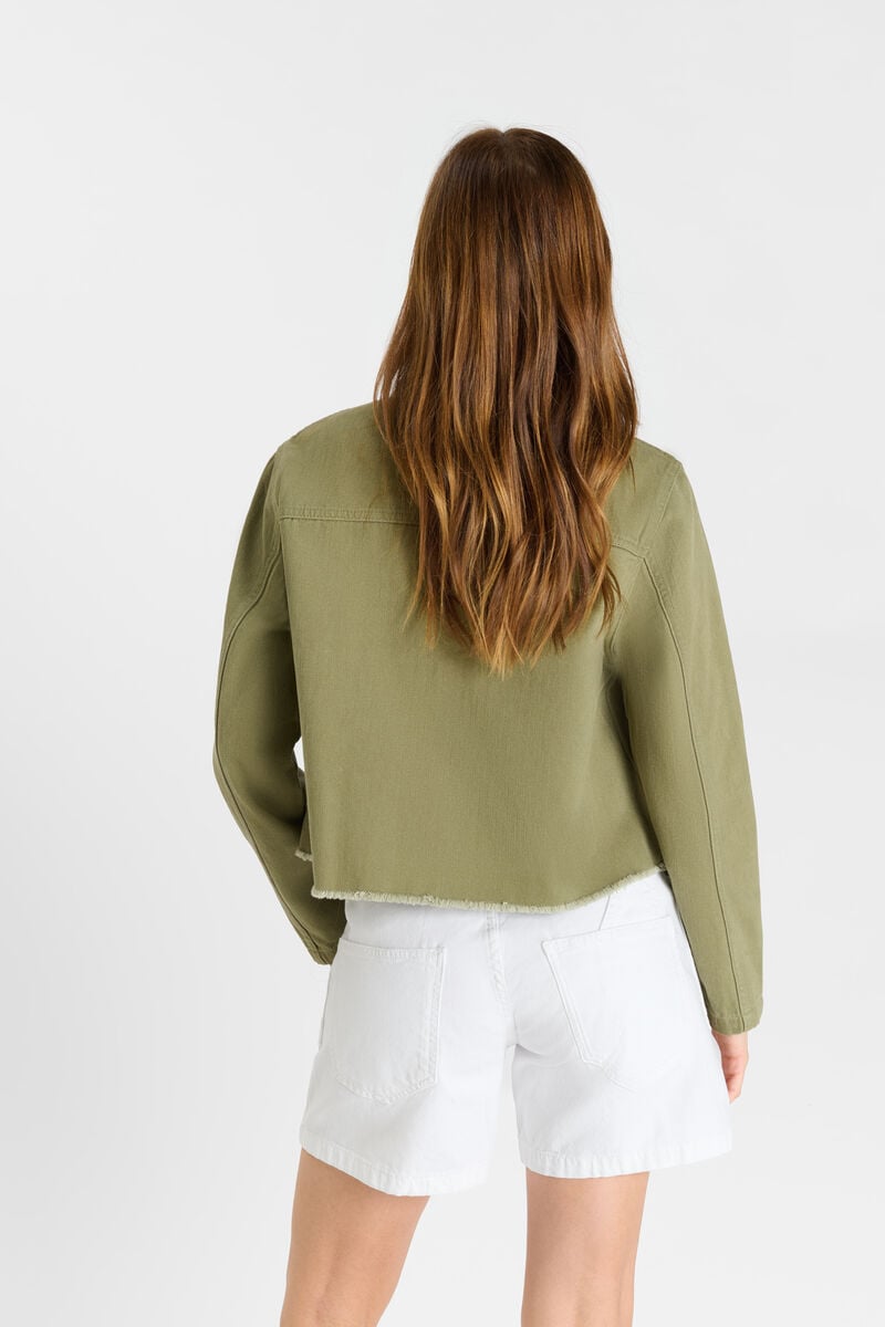 Snap-Front Shirt-Collar Jacket LE TEMPS DES CERISES Khaki