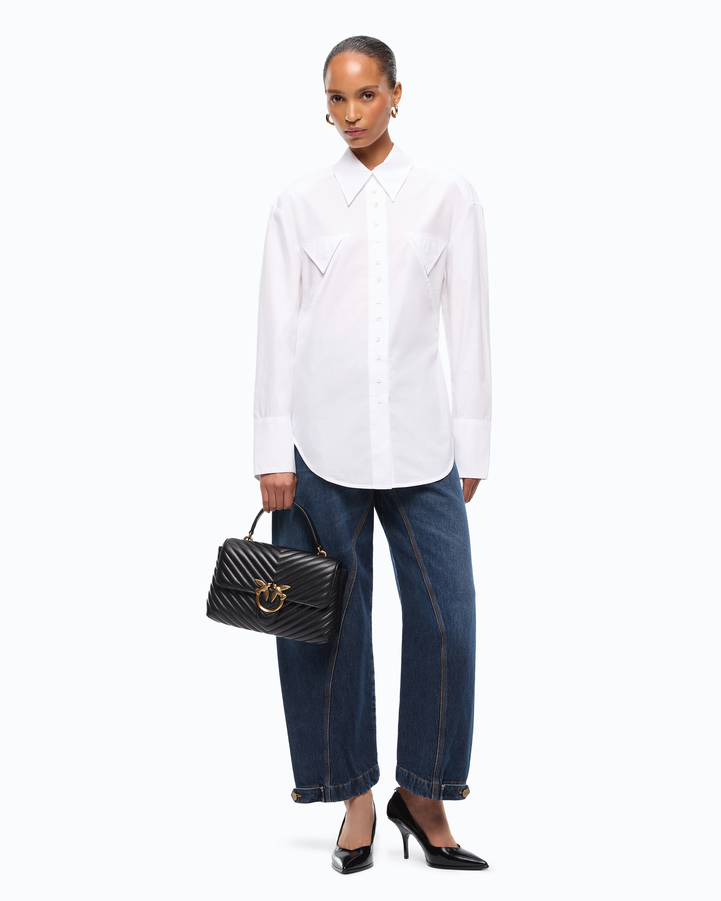 Chemise slim avec lien PINKO Blanc