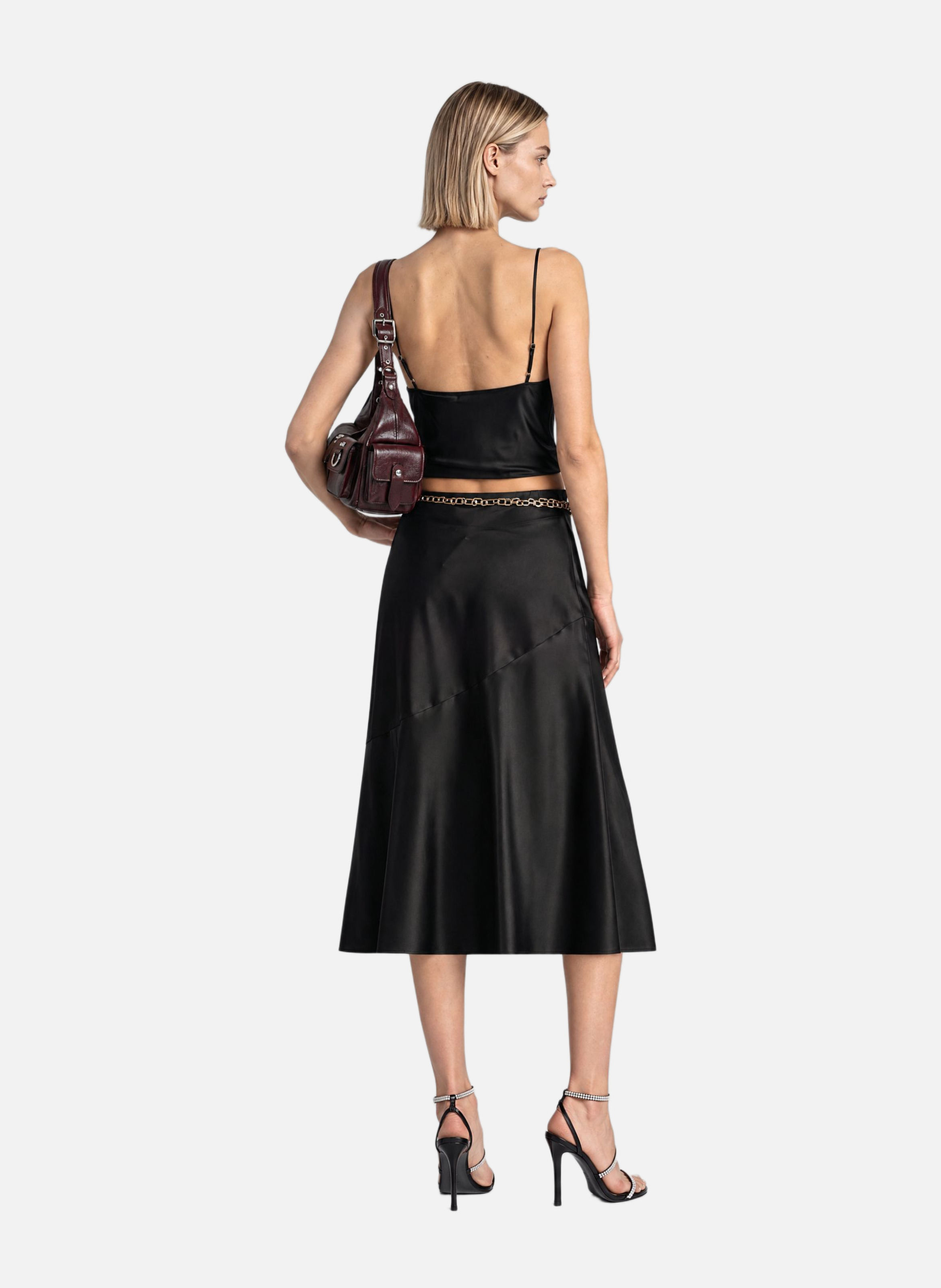 Fine-strapped satin top THE KOOPLES Black