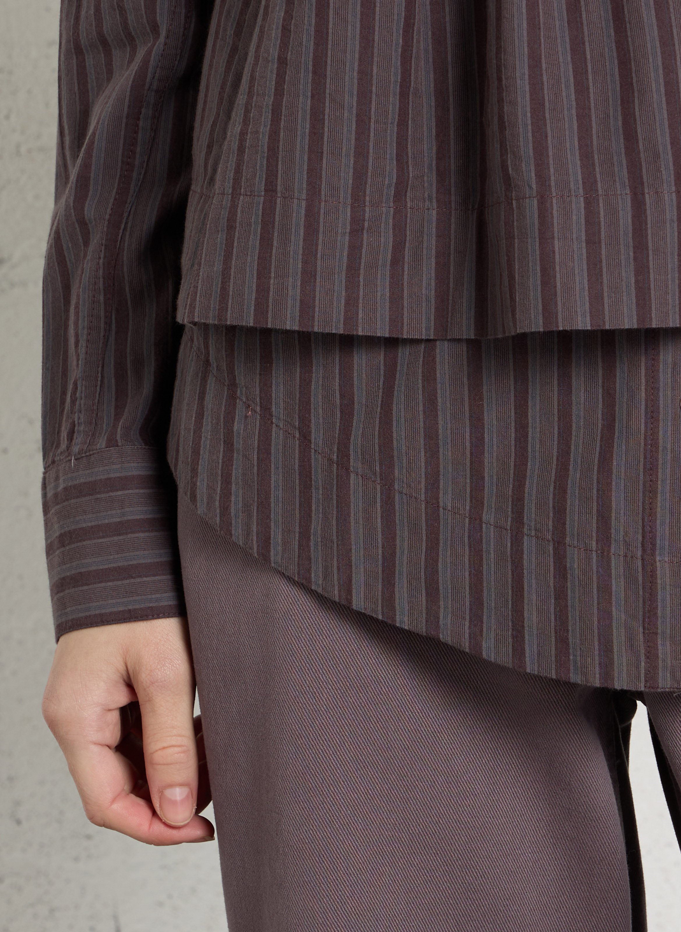 Layered striped cotton shirt DAMSON MADDER Brown