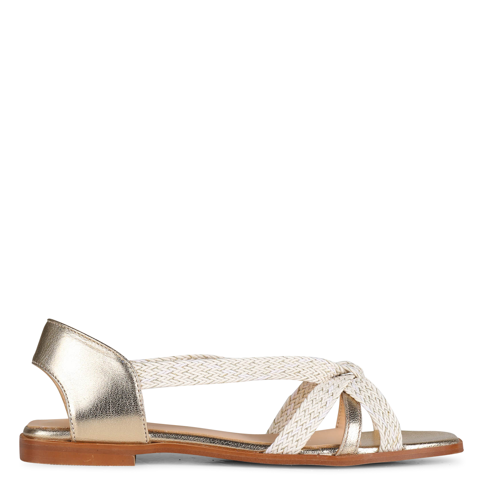 Dual-material flat sandals ANAKI White