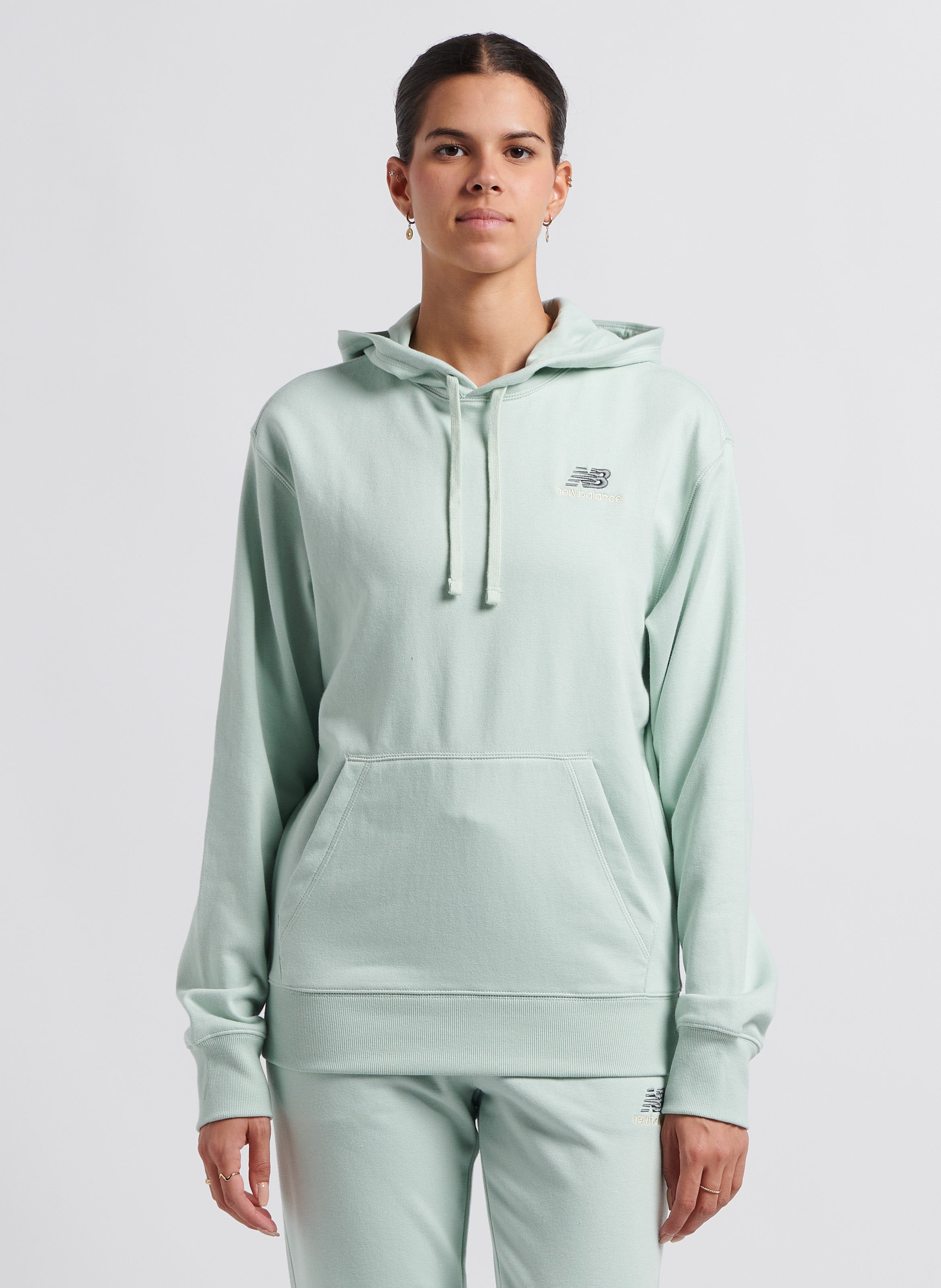 Sweat Capuche Brod En Coton M lang Green New Balance Femme