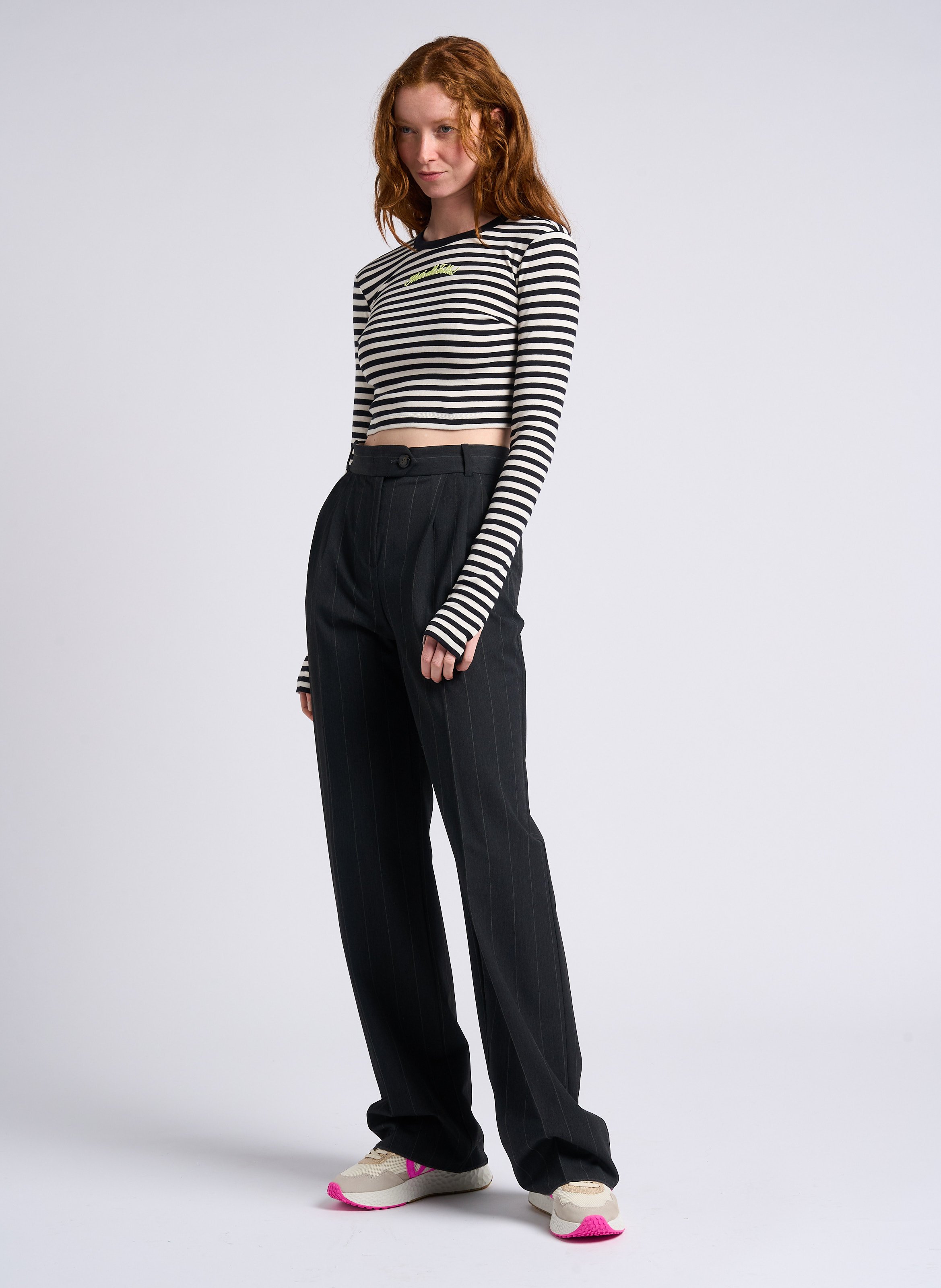 Tee-shirt court rayé en coton MAX&amp;CO. x LOONEY TOONS MAX&amp;Co. Noir