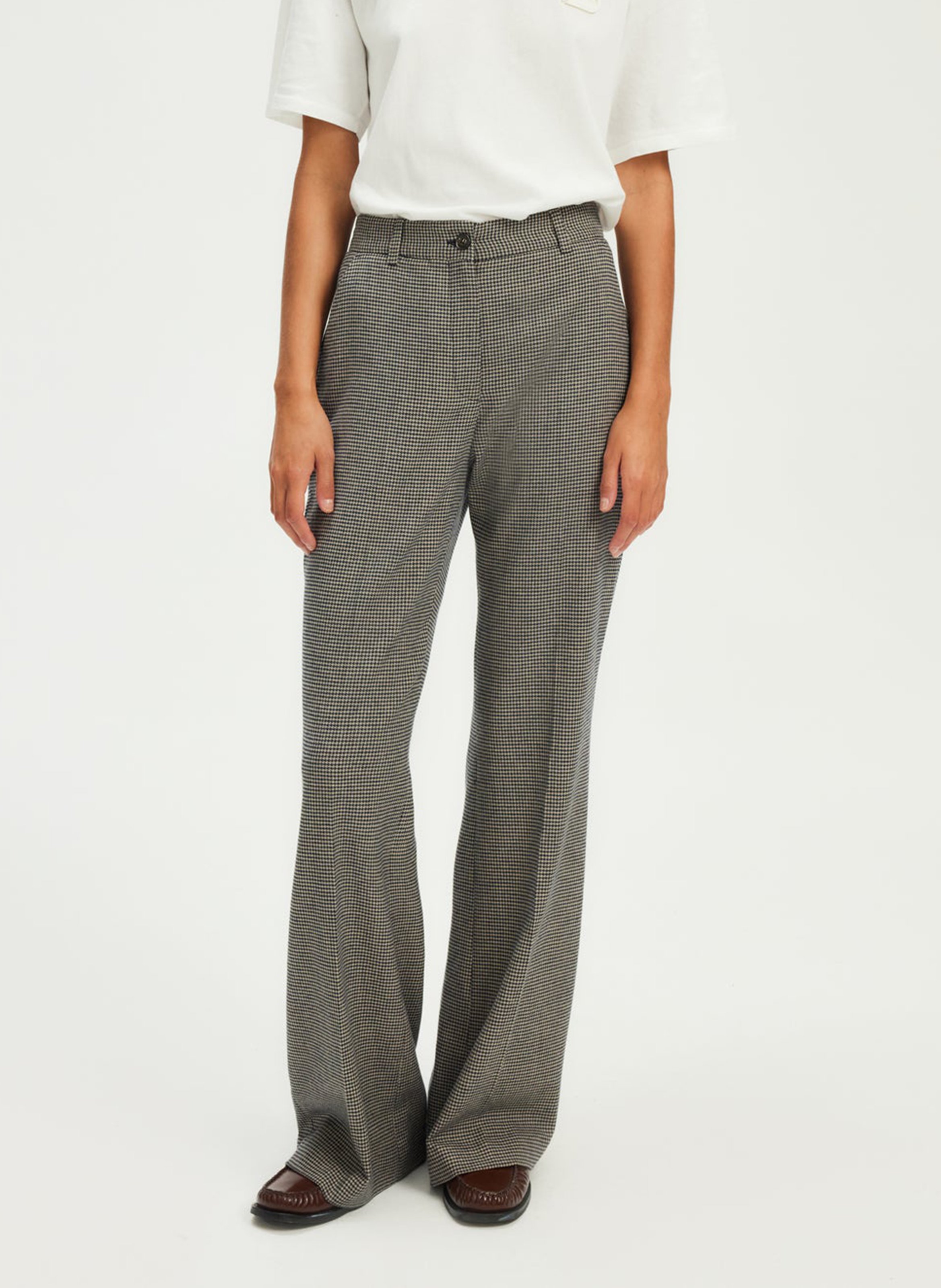 Houndstooth print straight pants PABLO Beige