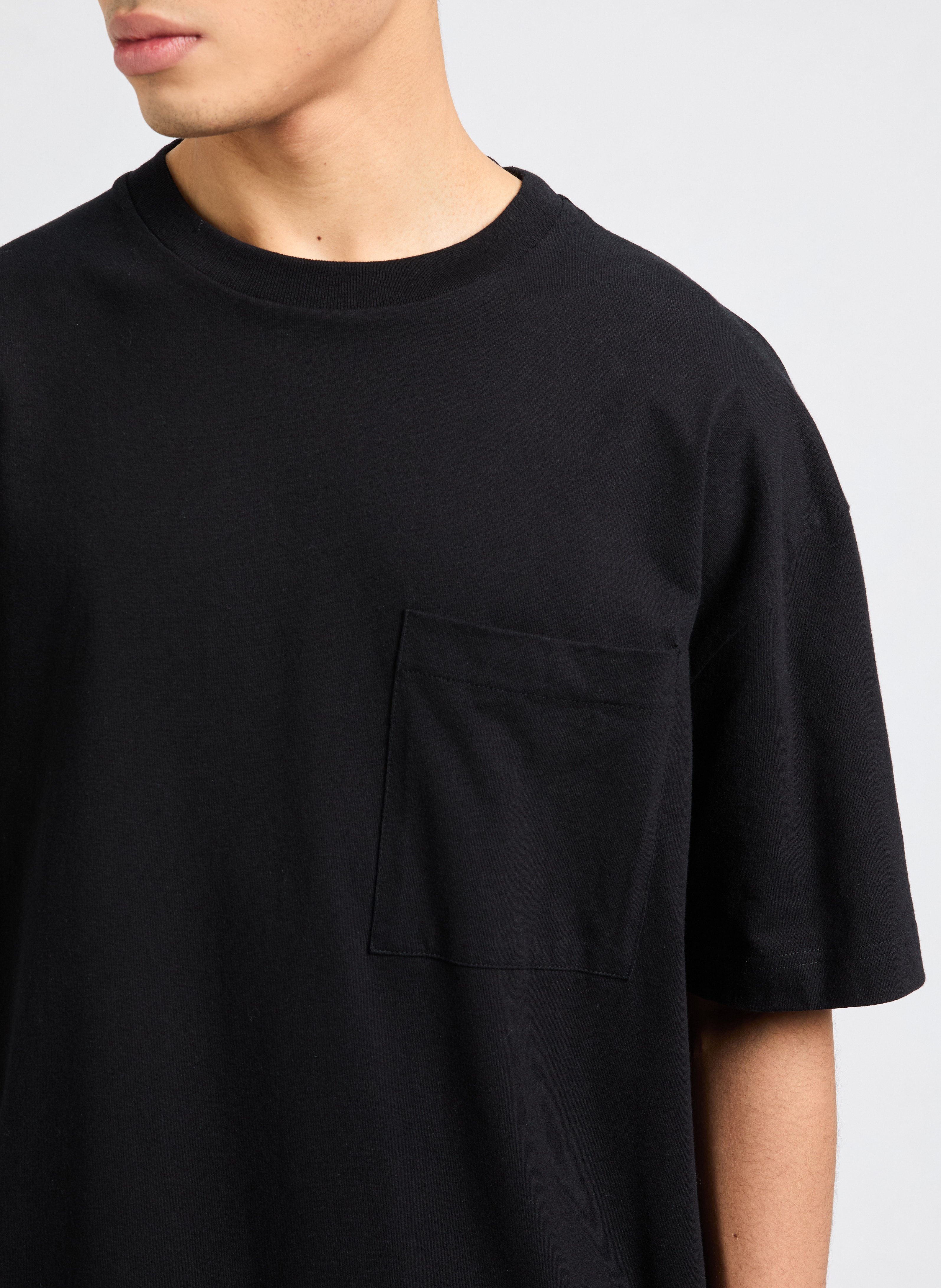 Round neck organic cotton T-shirt SAISON 1865 Black