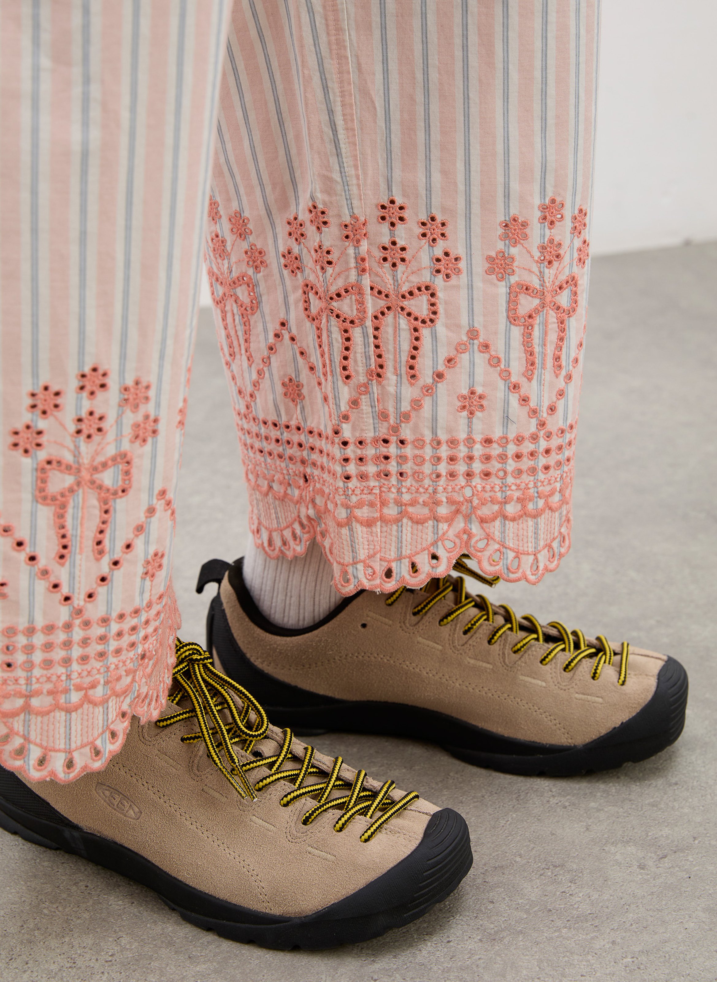 Straight striped pants with embroideries DAMSON MADDER Orange