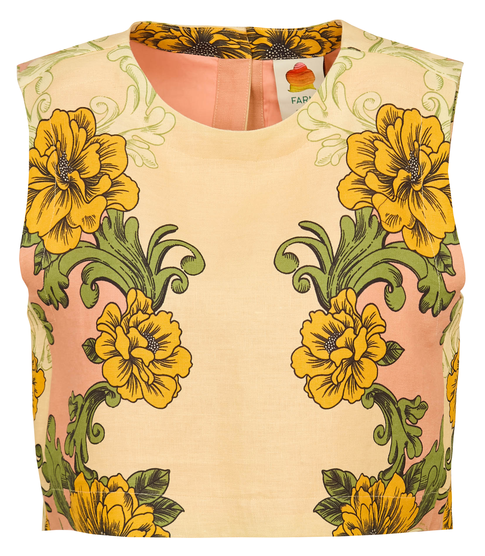 Gilet col rond floral en lin FARM RIO Multicolore