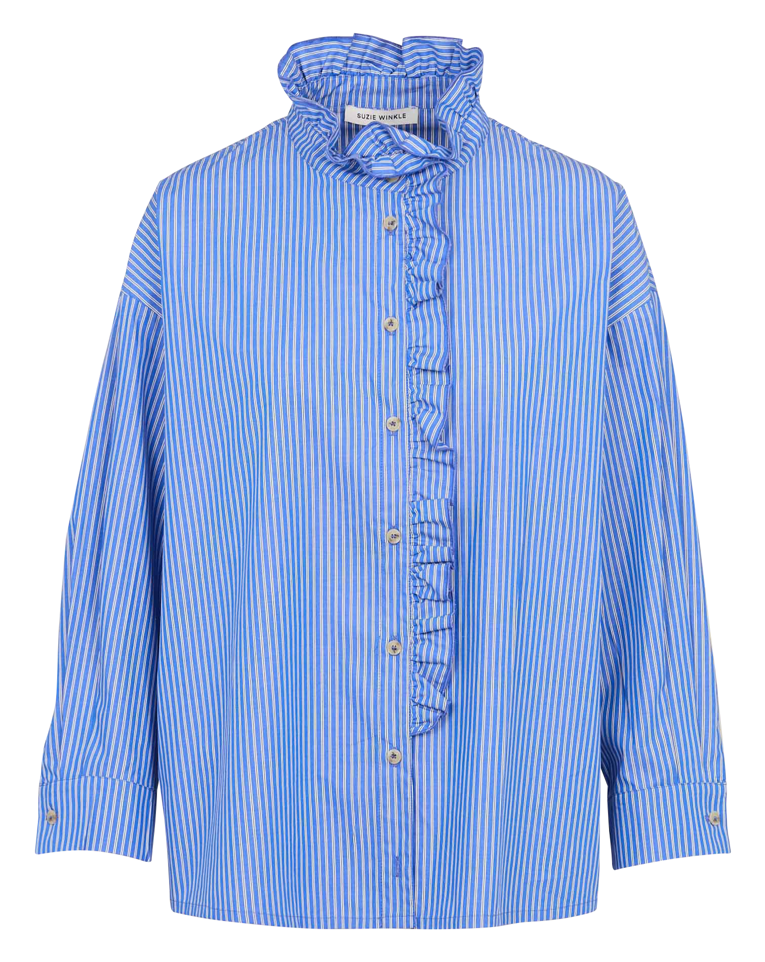 Oversized, gestreepte katoenen blouse SUZIE WINKLE Blauw