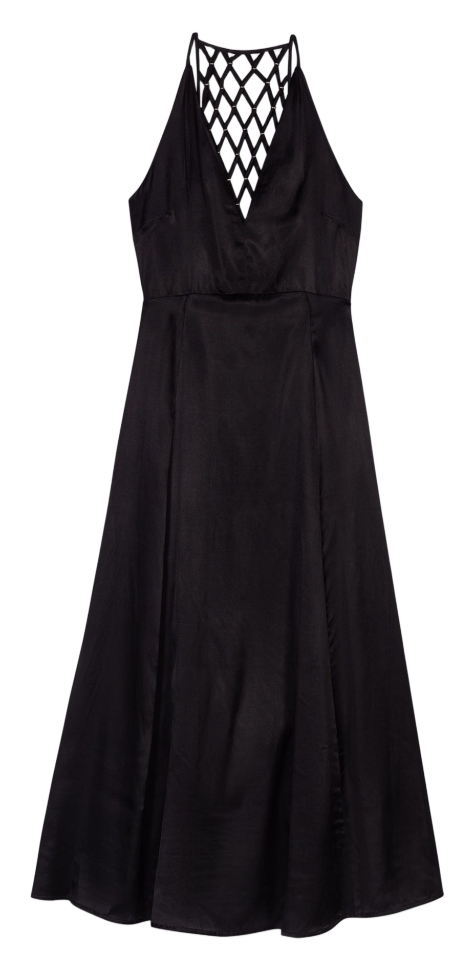 Long satin dress with V-neck MAJE Black