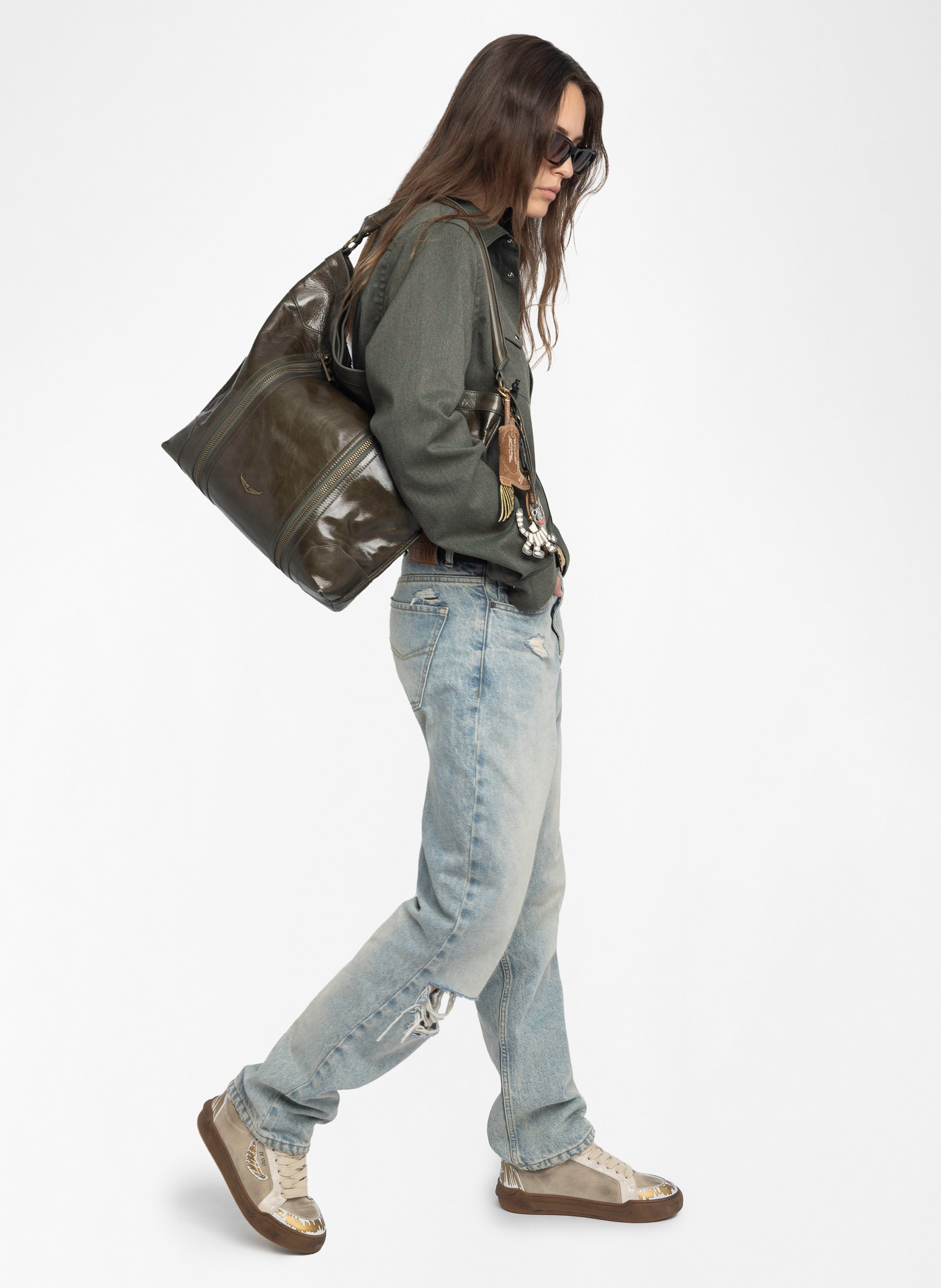 Schoudertas van lakleer ZADIG&VOLTAIRE Groen