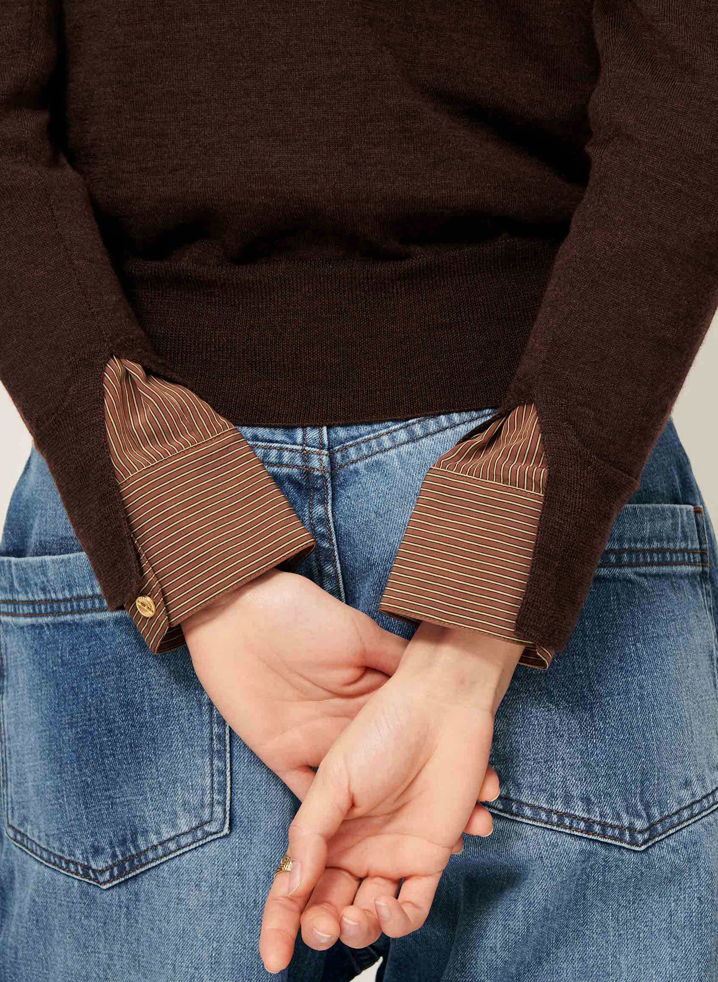 Pull col rond en laine SESSUN Marron