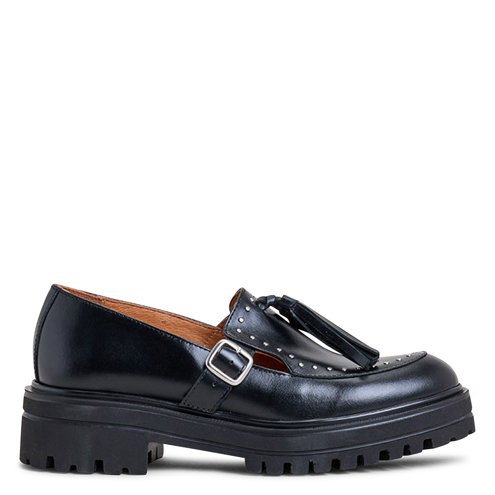 Fringed leather loafers JONAK Black
