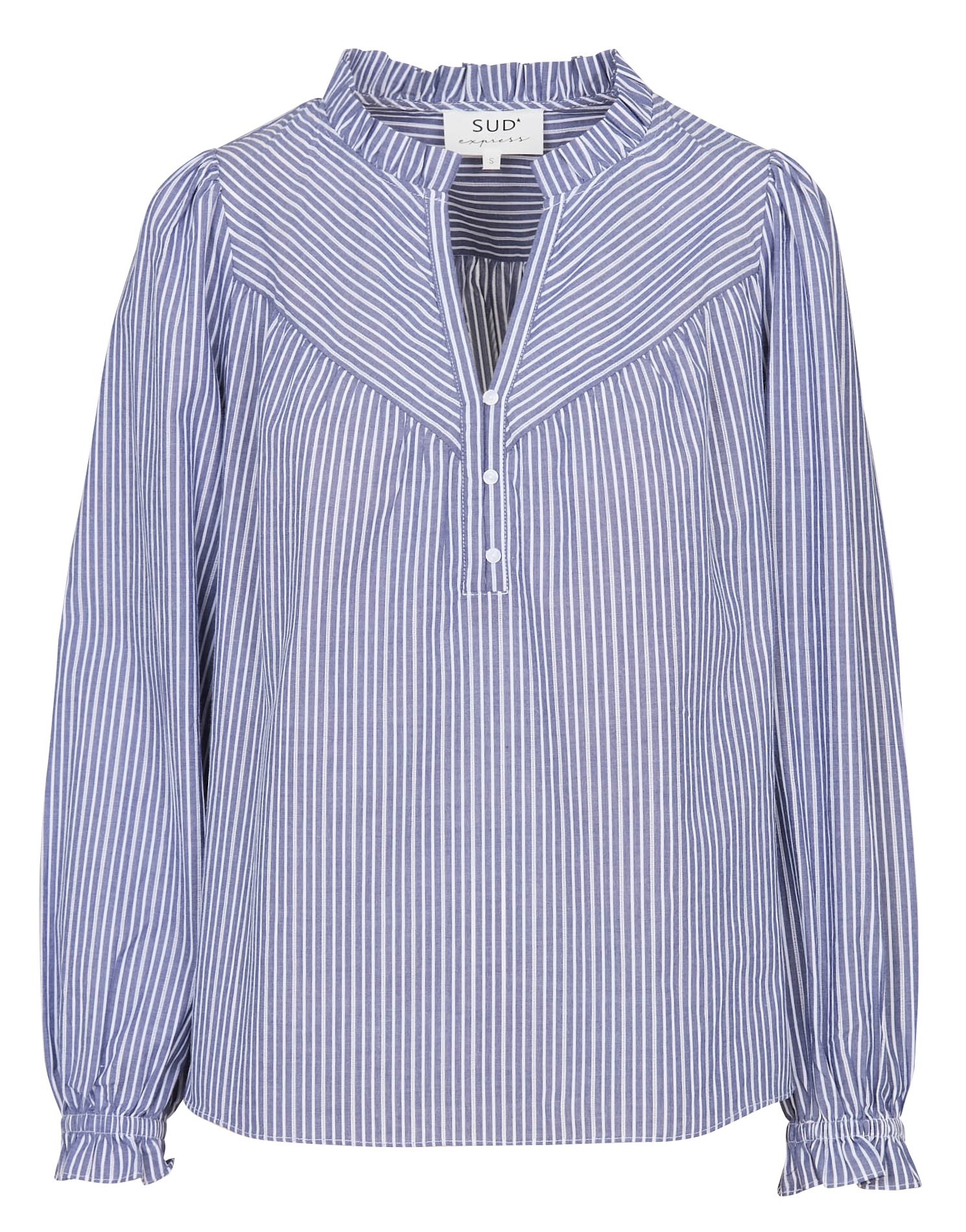 Blouse oversize col V en coton rayé SUD EXPRESS Bleu