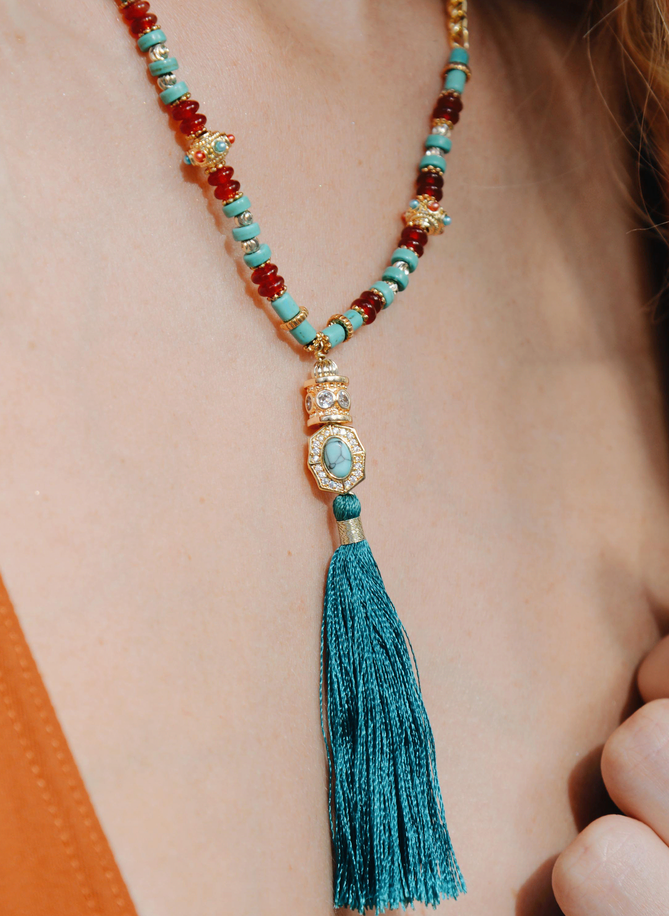Pearl necklace with tassel HIPANEMA Blue