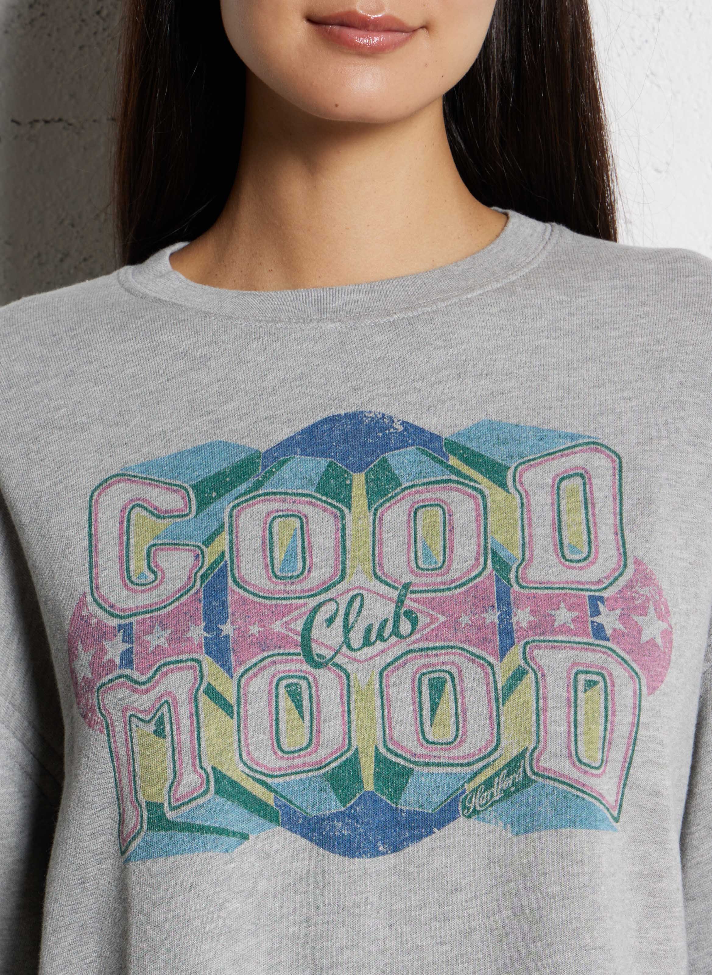 Sweat ample col rond imprimé en coton mélangé HARTFORD Multicolore