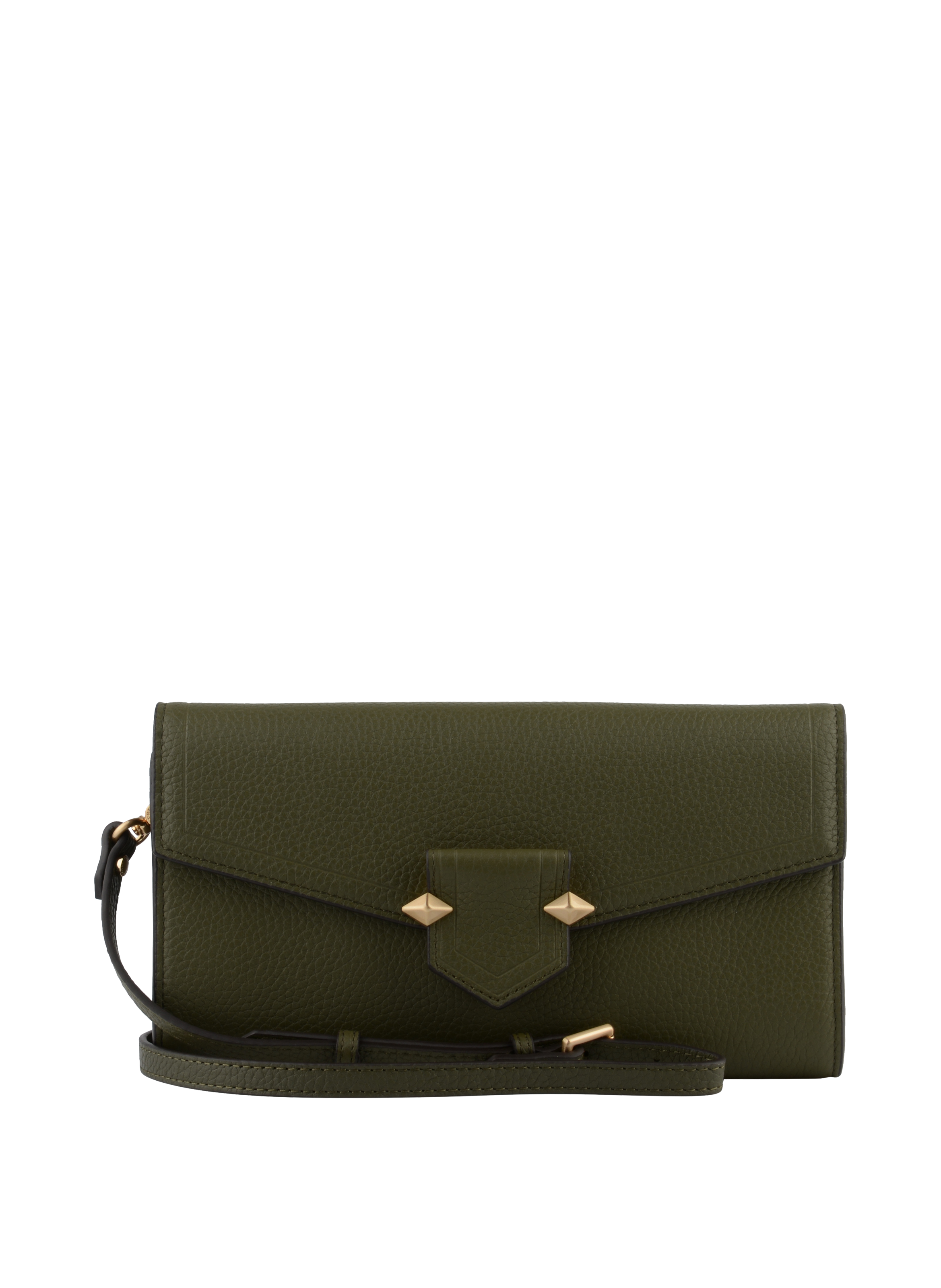Clutch - cowhide leather POURCHET Khaki