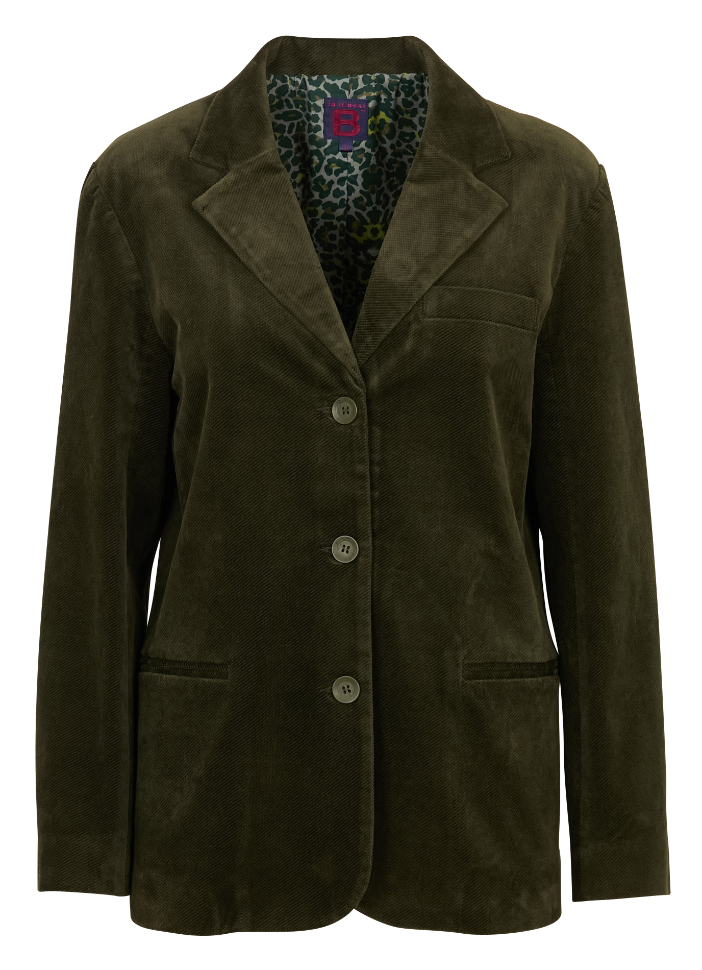 Veste droite col tailleur en velours côtelé BENSIMON Kaki