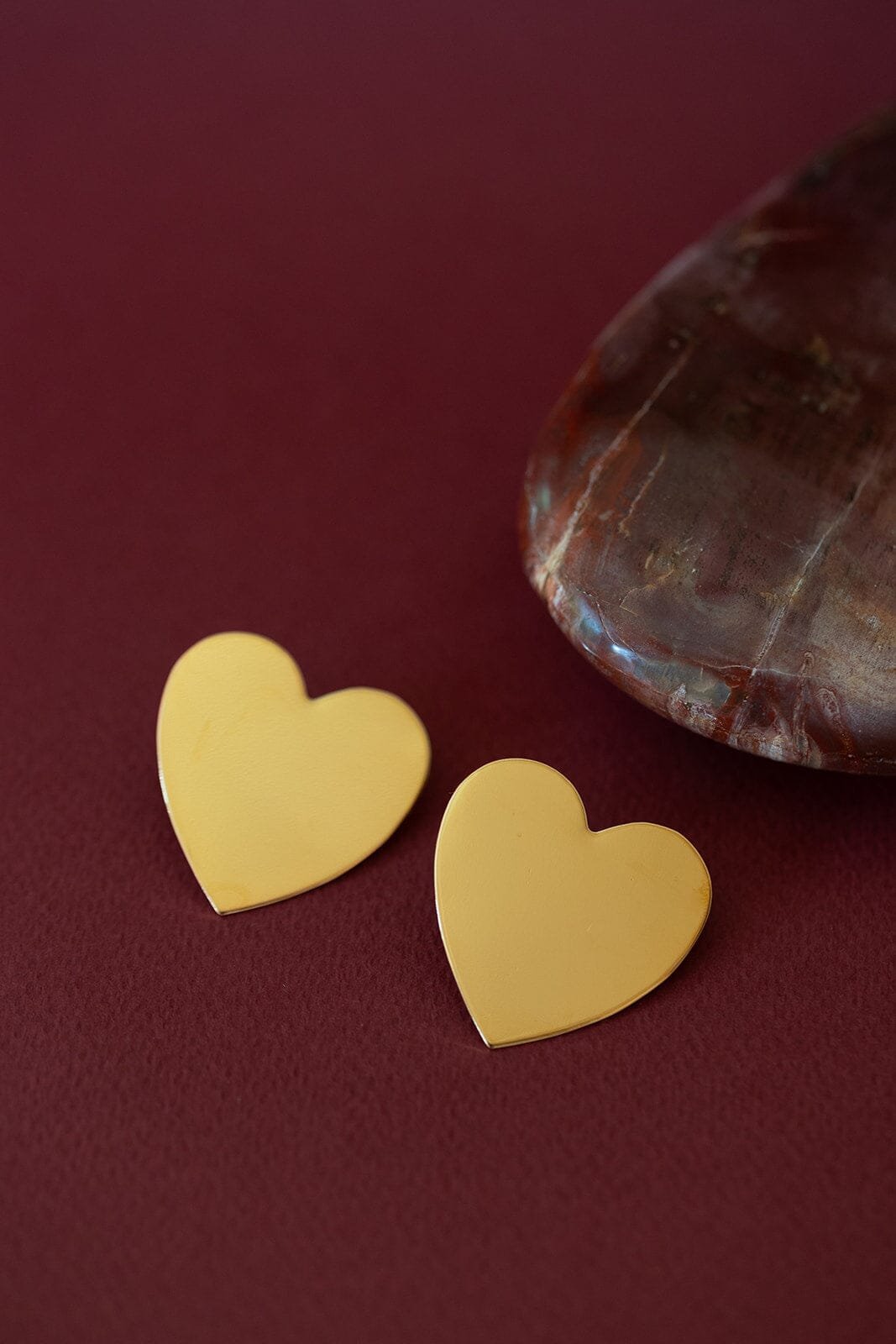 Maxi heart-shaped silver-plated stud earrings MONSIEUR SIMONE Golden