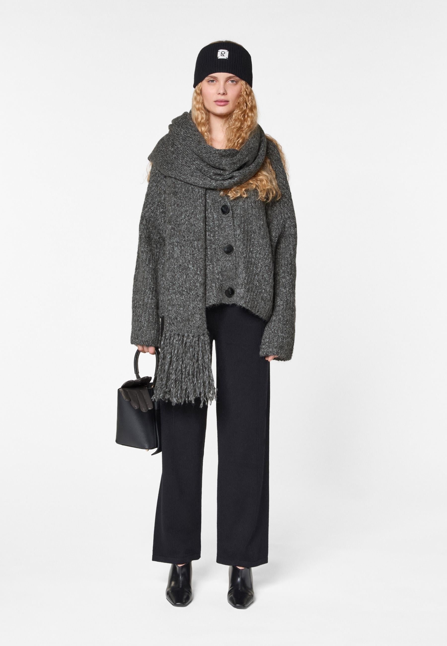 Long chunky knit scarf RODIER Grey