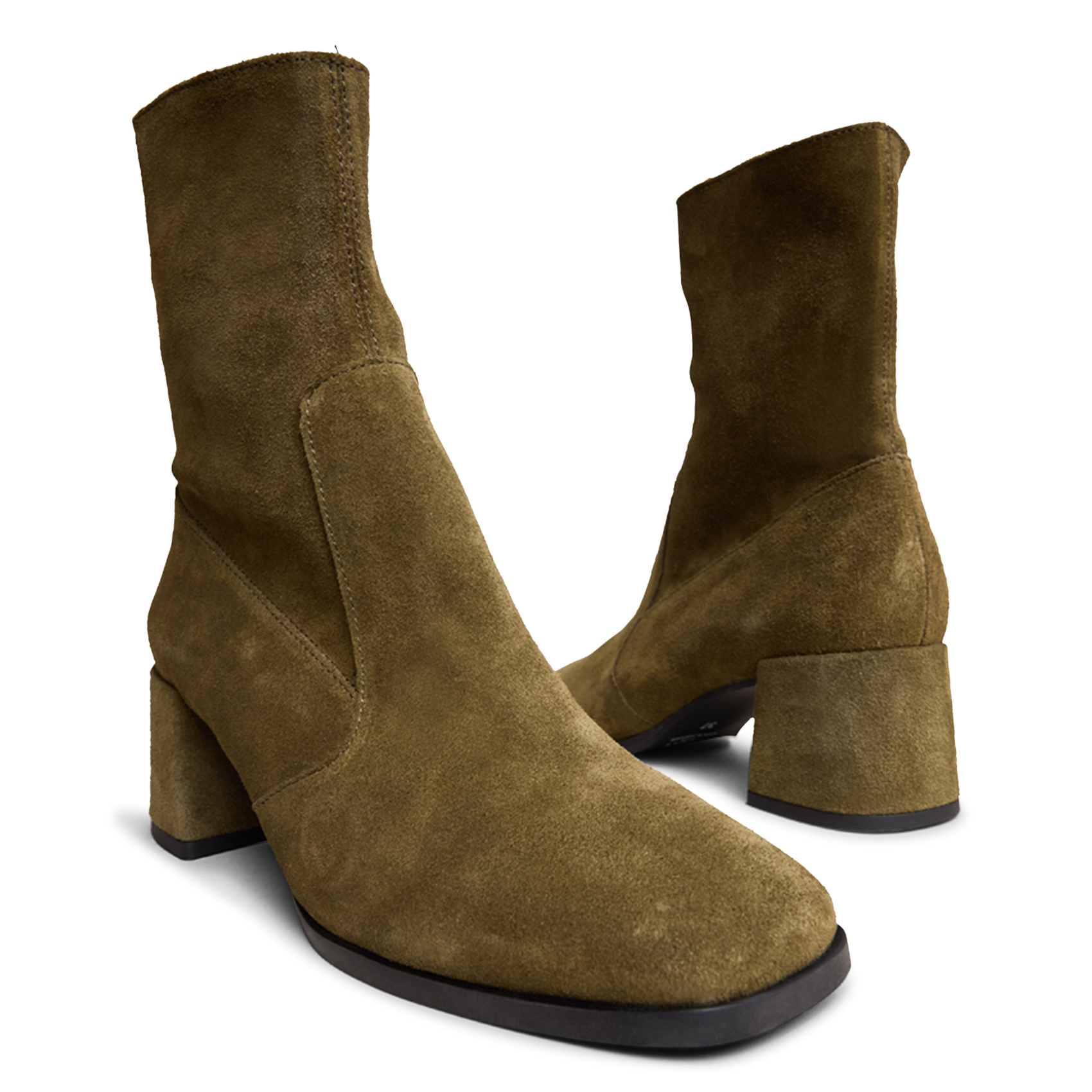 Heeled suede leather mid-calf boots JONAK Khaki