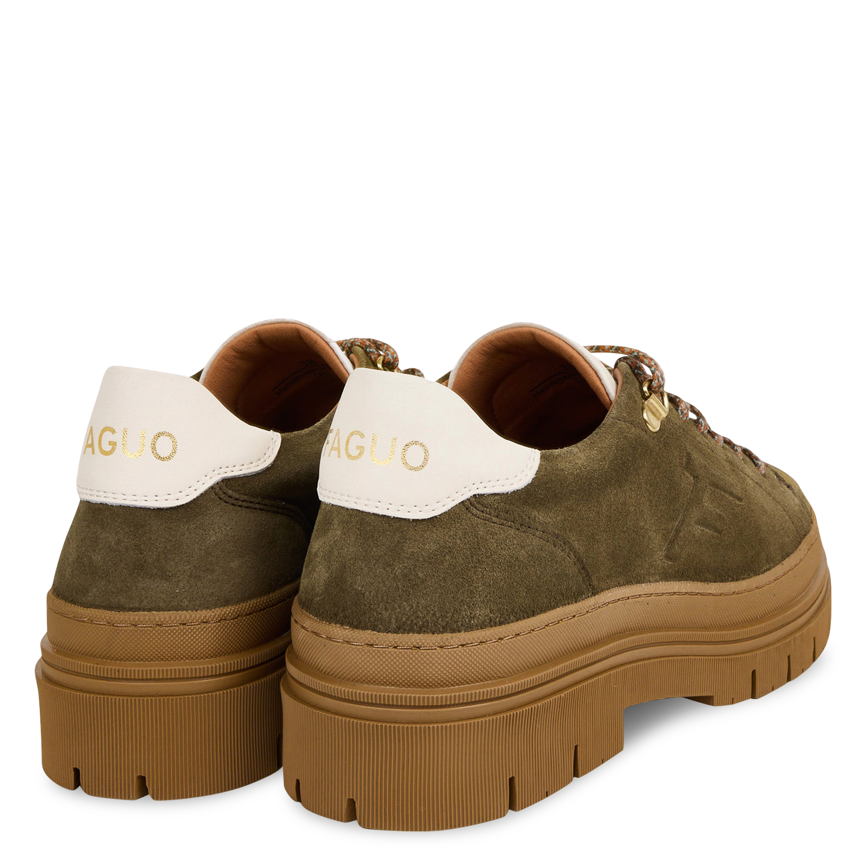 Sneaker aus Leder-Mix mit Keilabsatz FAGUO Khaki