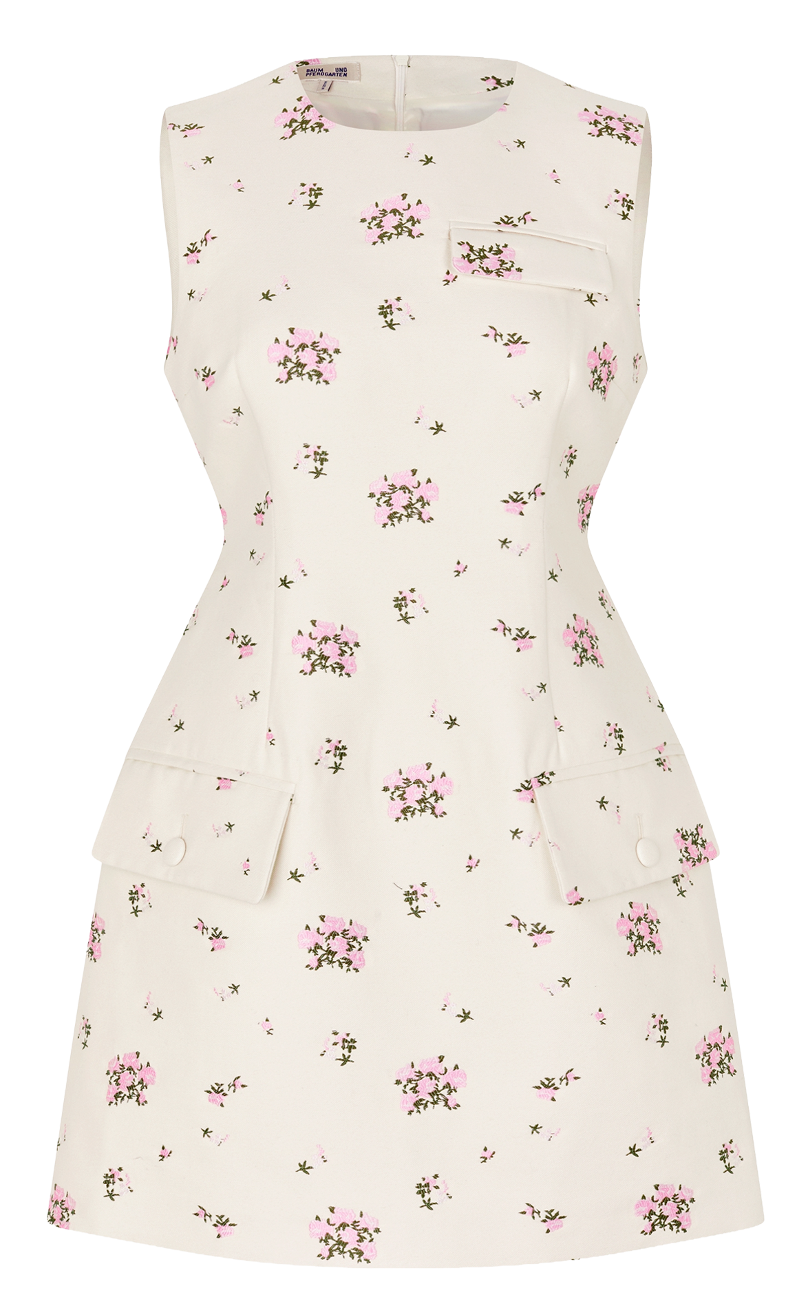 Kurzes tailliertes Blumenkleid BAUM UND PFERDGARTEN Rosa